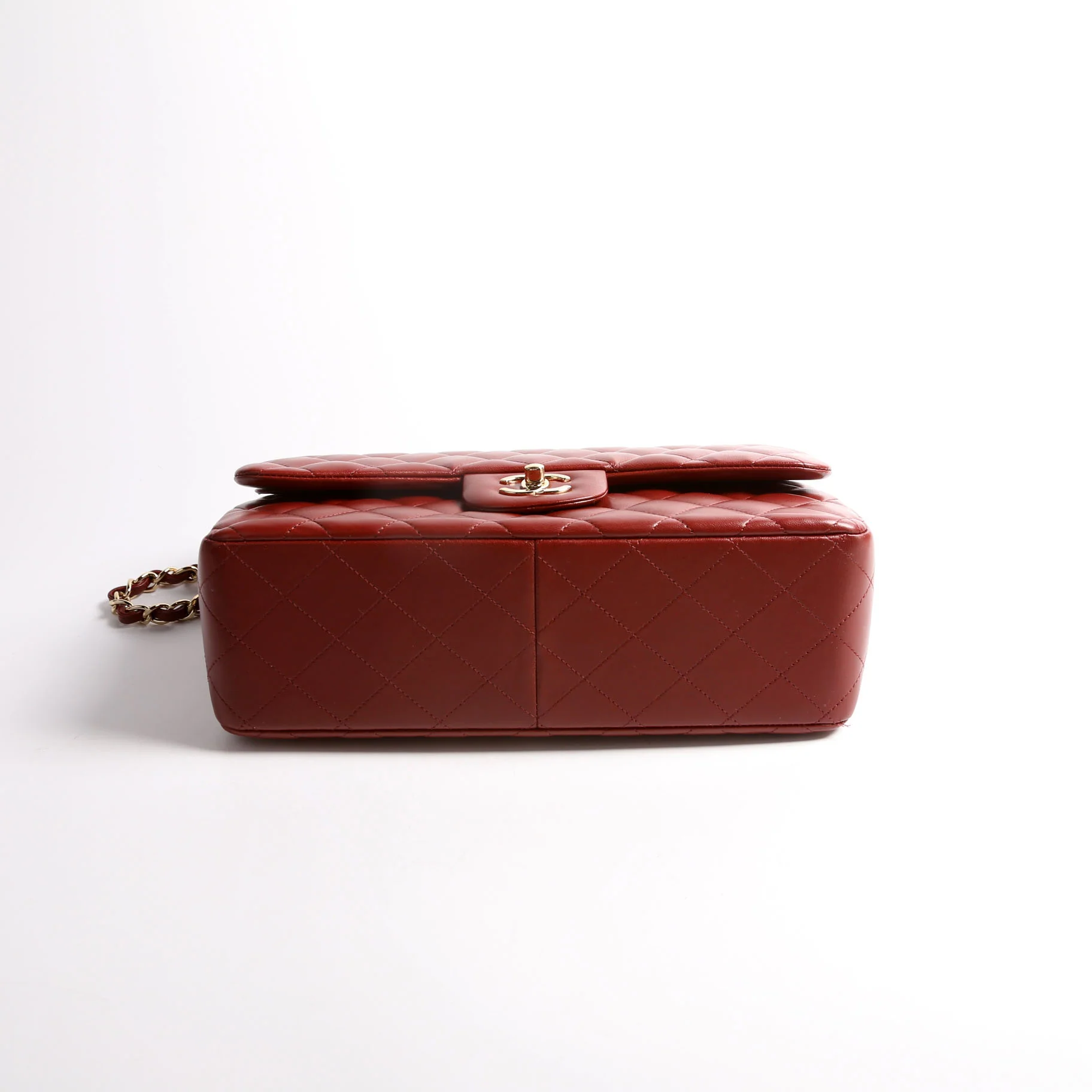 Classic Flap Jumbo Lambskin 21-24m Burgundy/Gold - Image 3