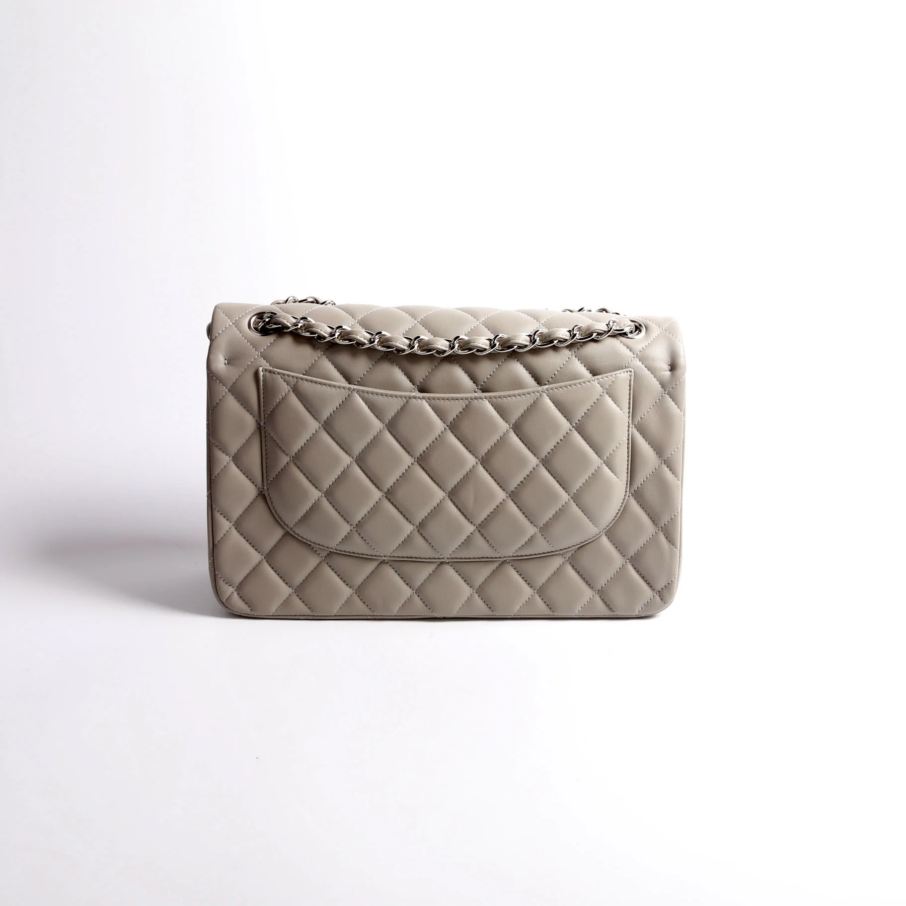 Classic Flap Jumbo Lambskin 25-28M Gray/Silver - Image 2