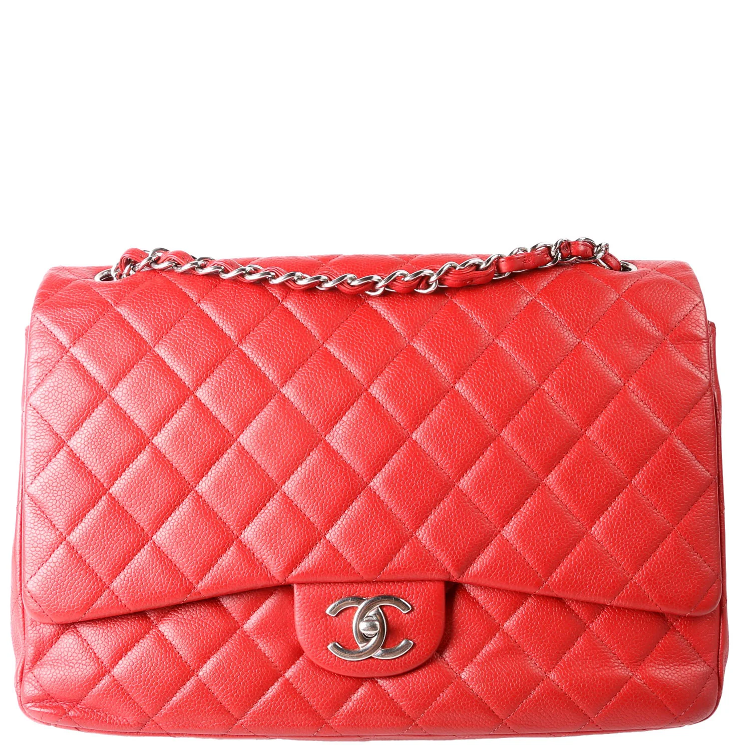 Classic Flap Max Caviar 18M Red