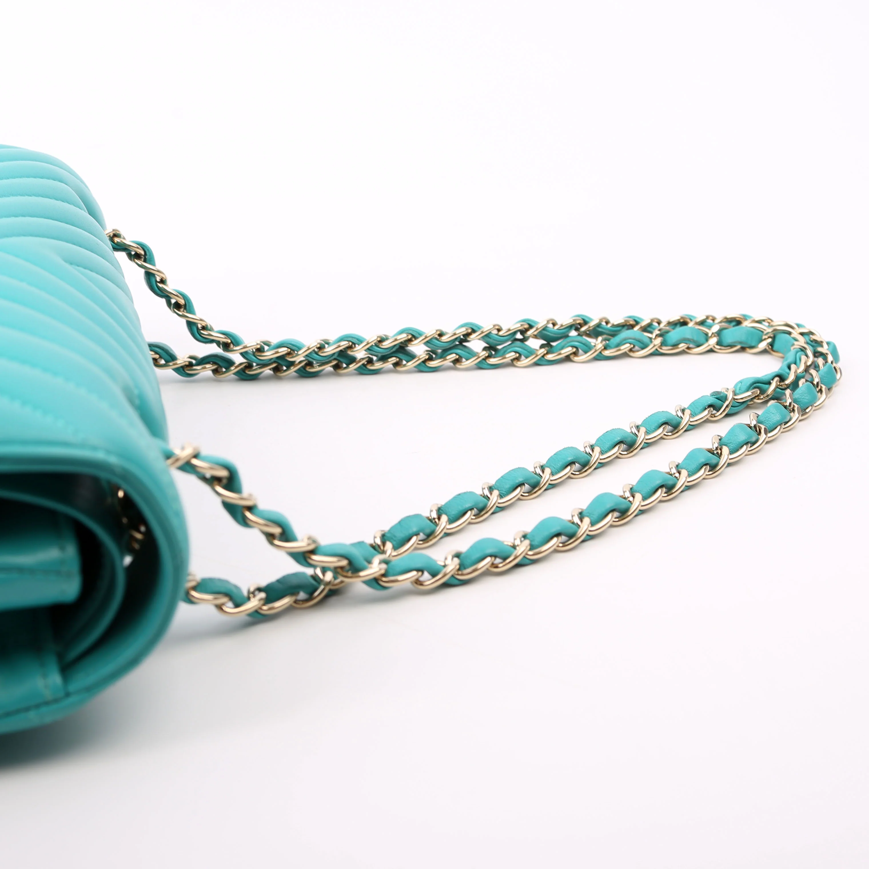 Classic Flap Medium Chevron Lambskin 23M Teal - Image 11