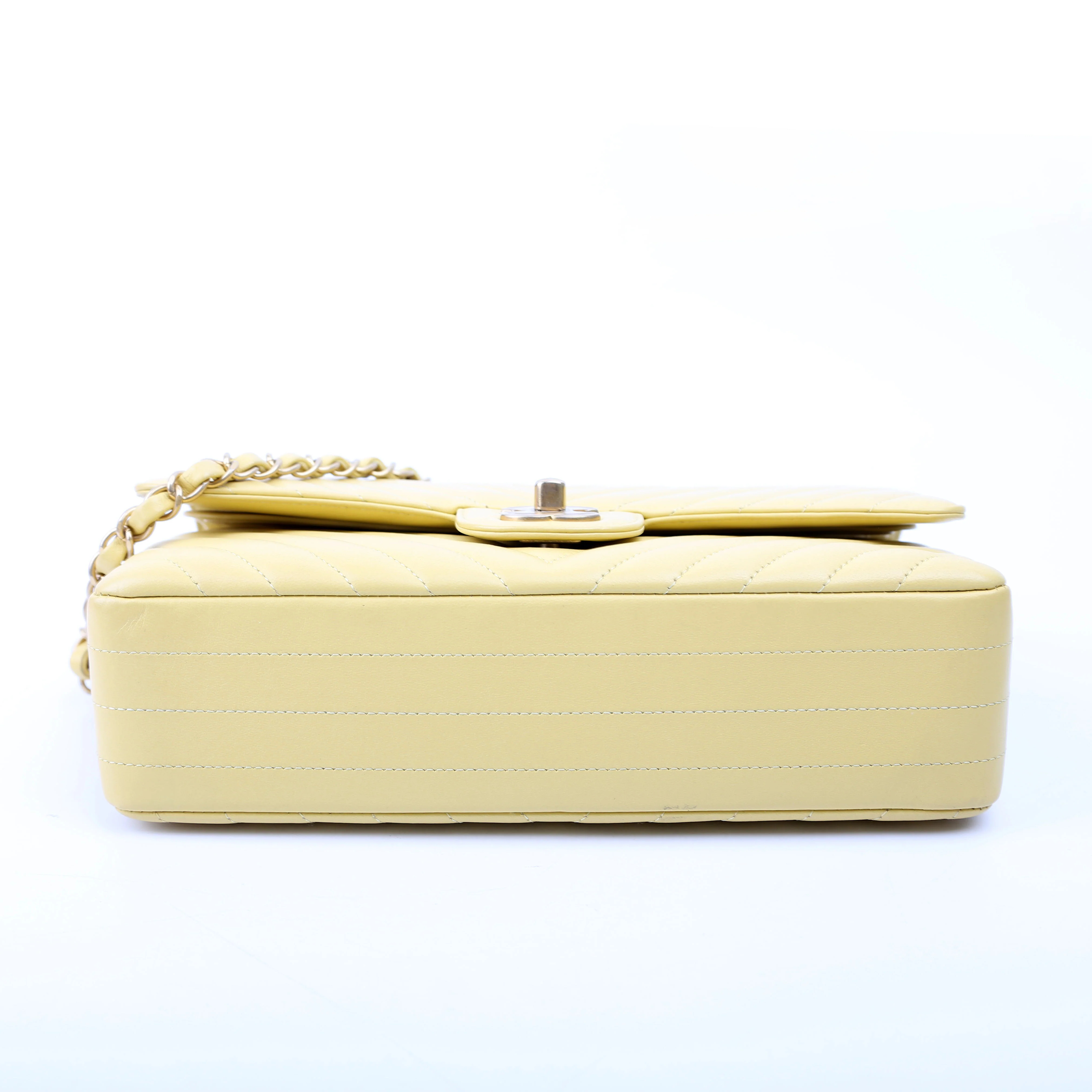 Classic Flap Medium Chevron Lambskin 28M Yellow - Image 5