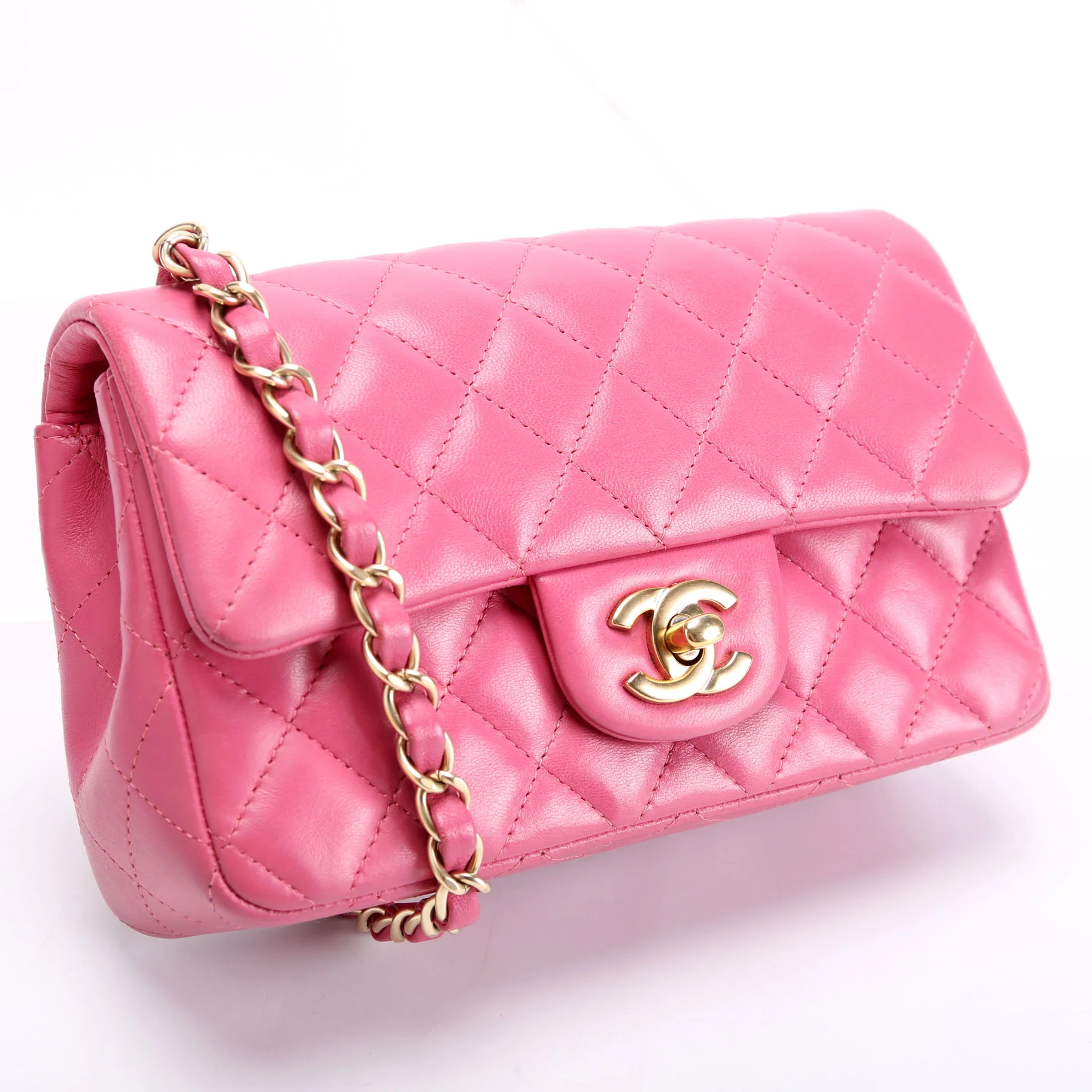 Classic Flap Mini Rectangle Lambskin 17M Pink - Image 2