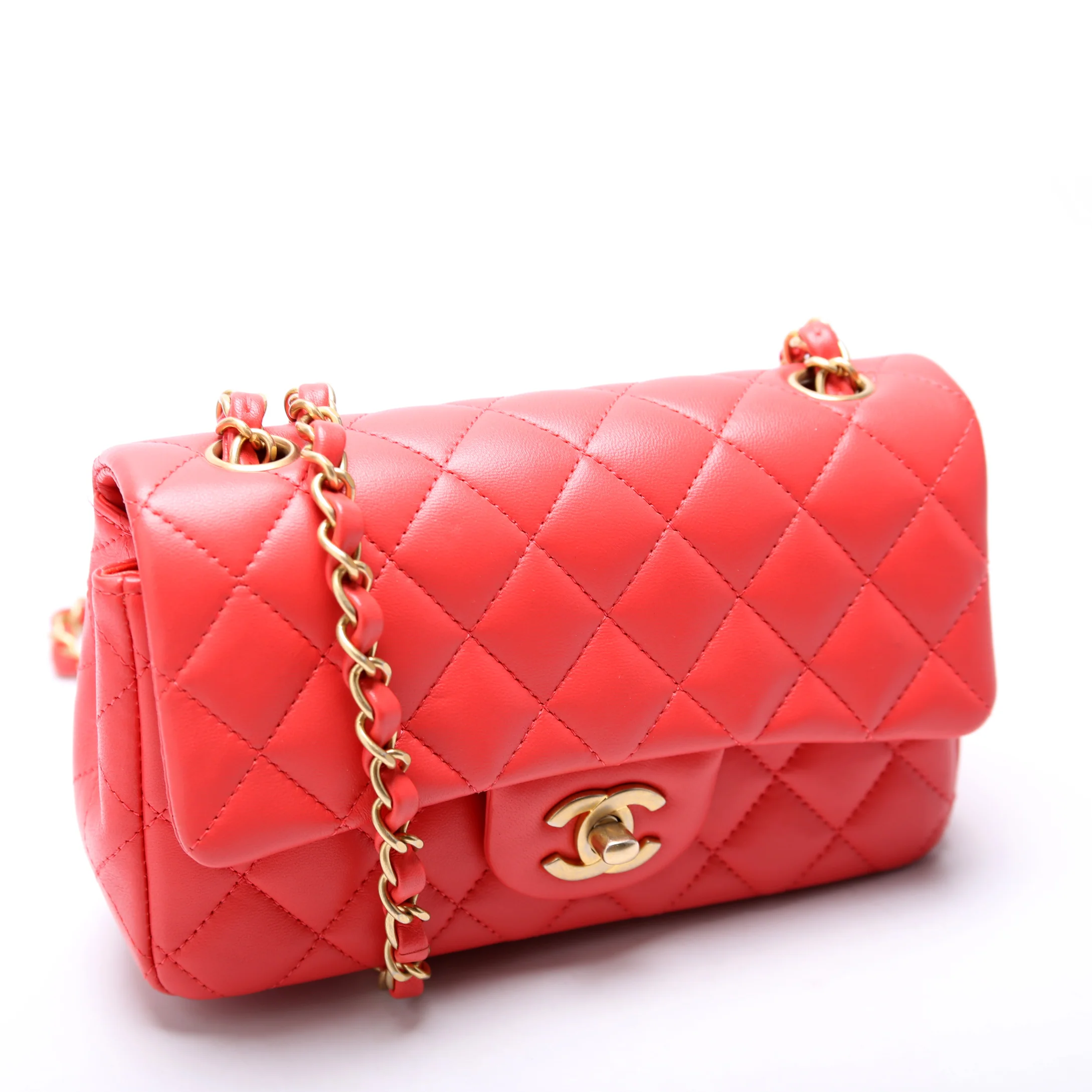 Classic Flap Mini Rectangle Lambskin 27M Orange - Image 2