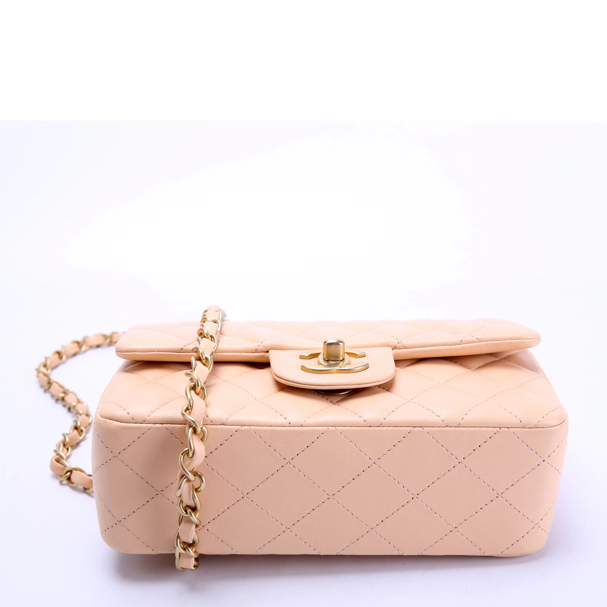 Classic Flap Mini Rectangle Lambskin 27M Tan - Image 4