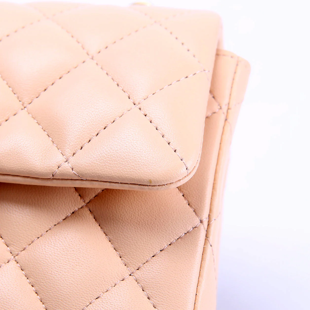 Classic Flap Mini Rectangle Lambskin 27M Tan - Image 7