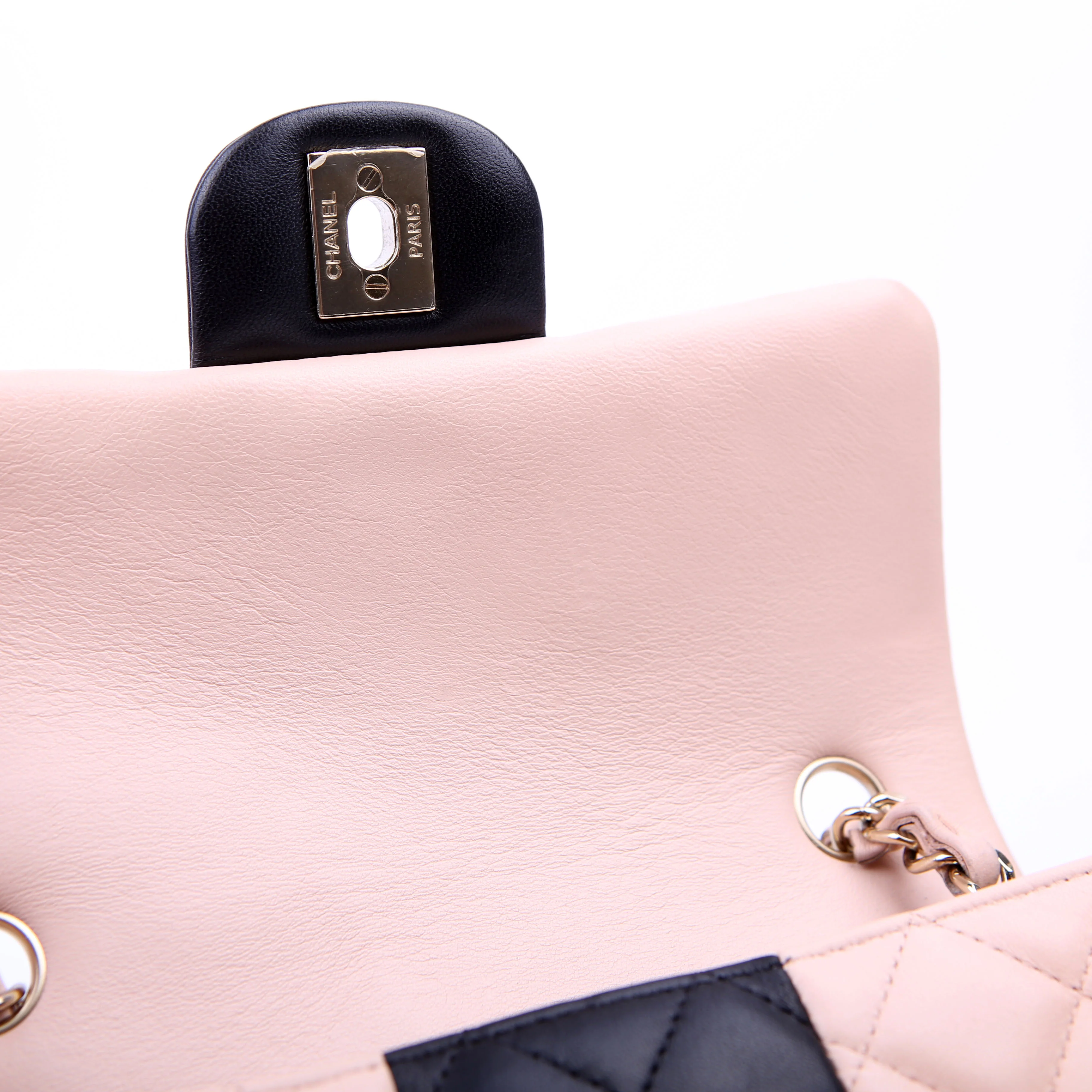 Classic Flap Mini Rectangle Lambskin RFID Black/Pink - Image 16