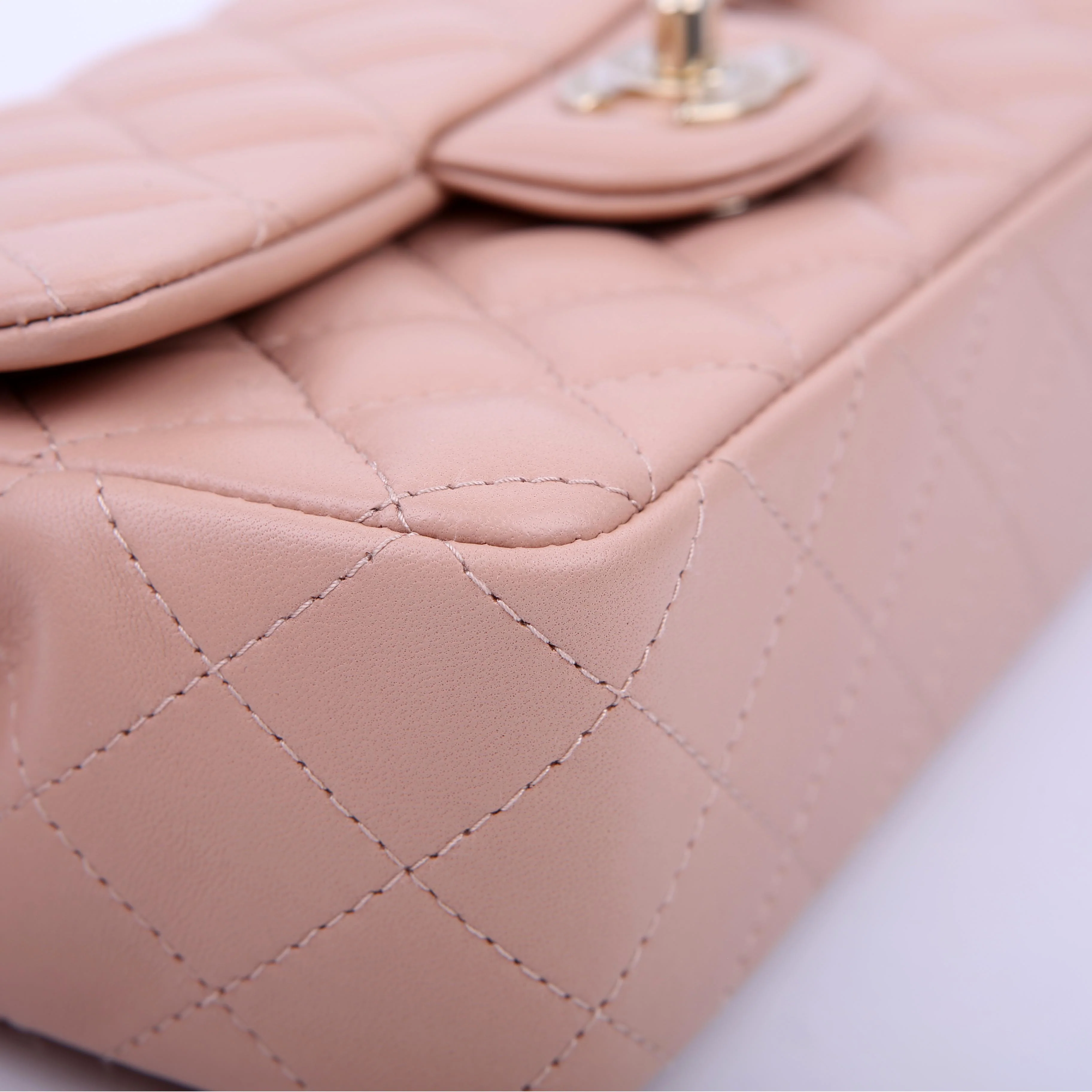 Classic Flap Mini Rectangle Lambskin RFID Tan - Image 5