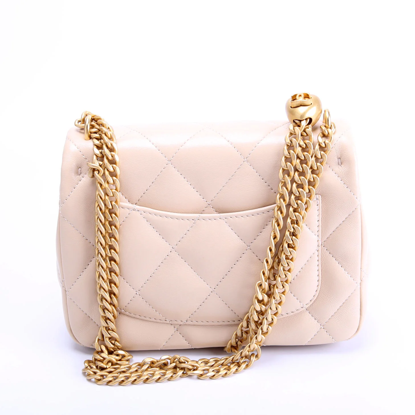 Classic Flap Mini Sweetheart Chain Caviar RFID Beige - Image 3