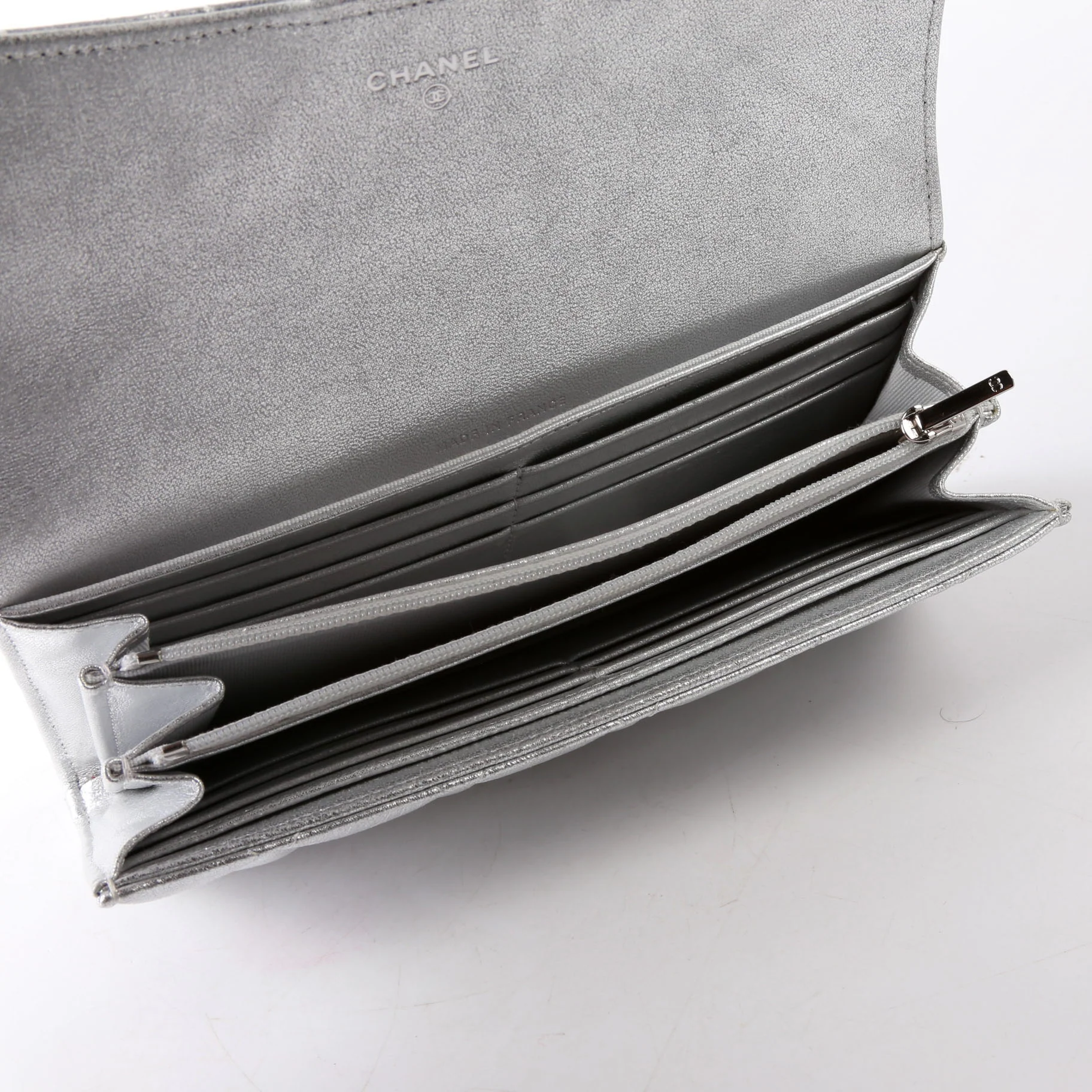 Classic Flap Wallet Long Lambskin Silver - Image 8