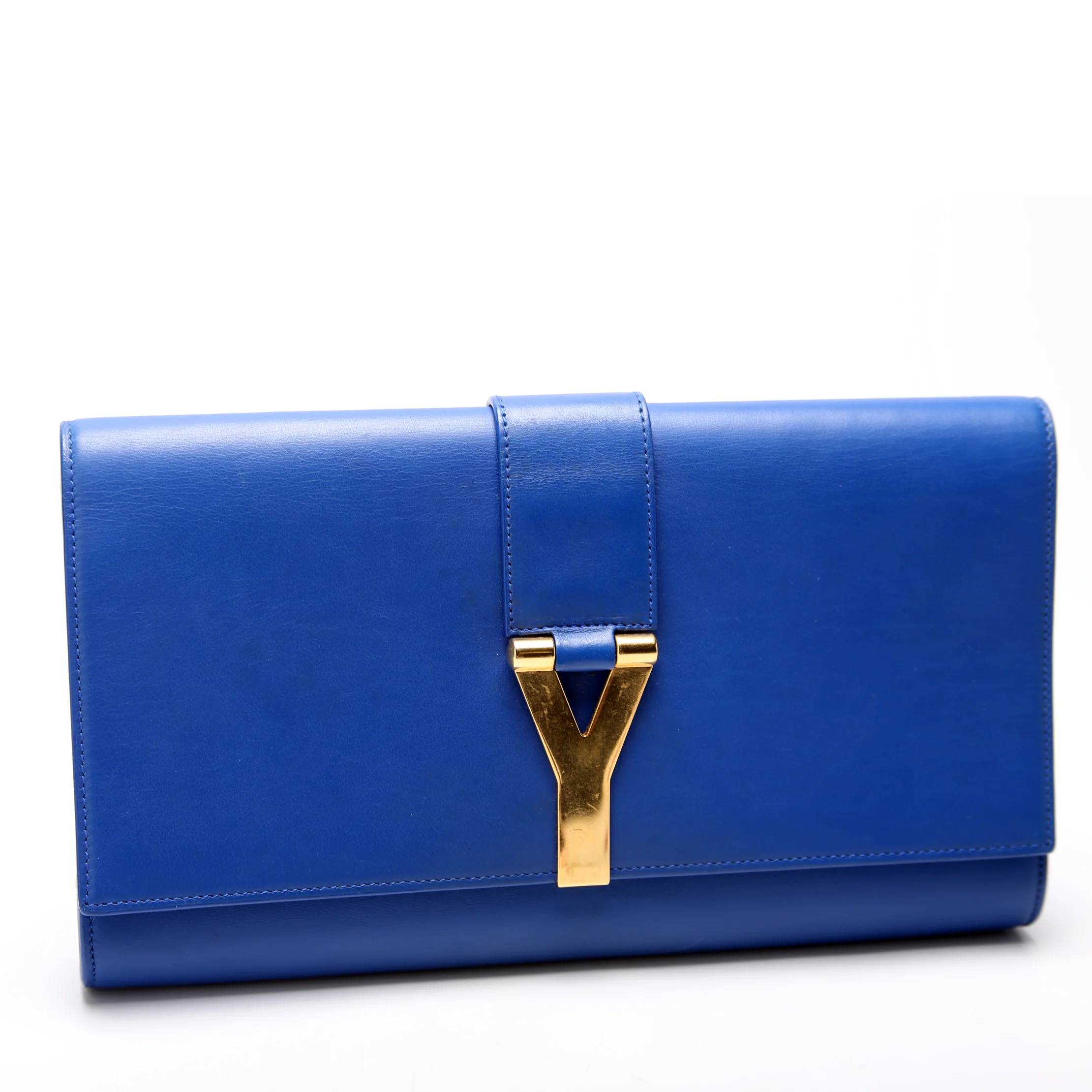 Classic Y Ligne Clutch Smooth Leather Blue - Image 2