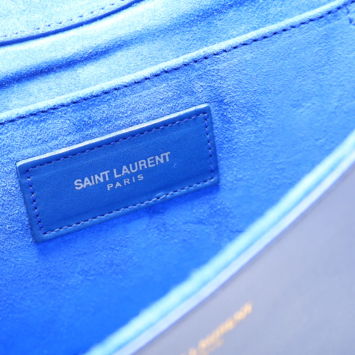 Classic Y Ligne Clutch Smooth Leather Blue - Image 9