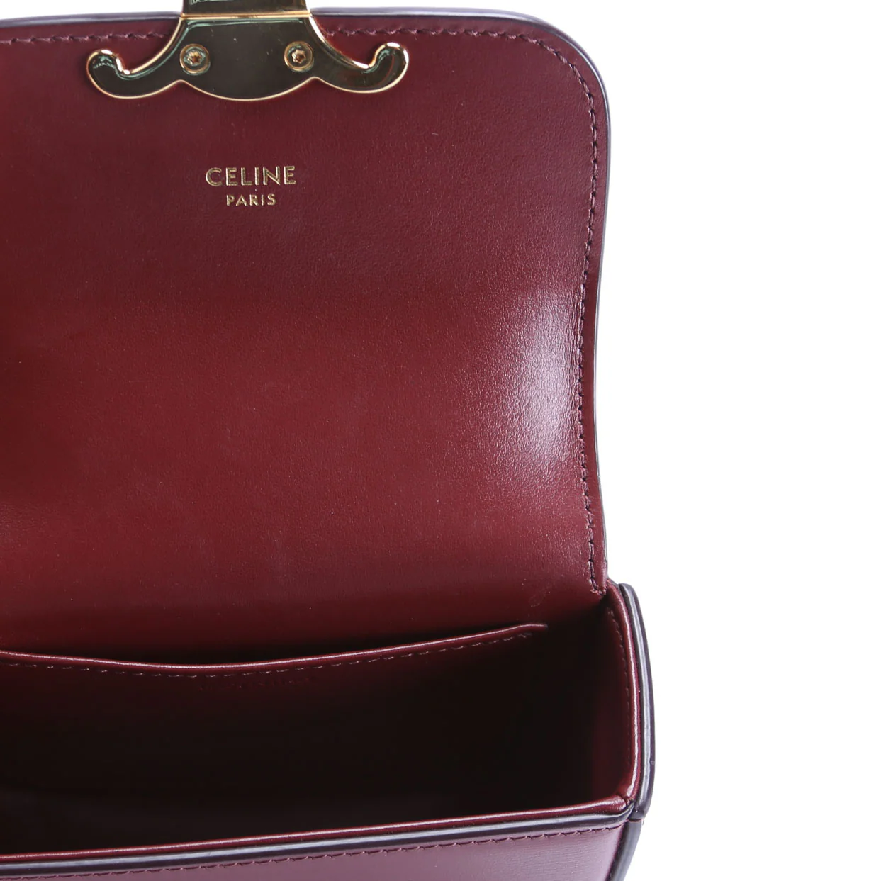 Claude Mini Chain Shiny Calfskin Burgundy/Gold - Image 7
