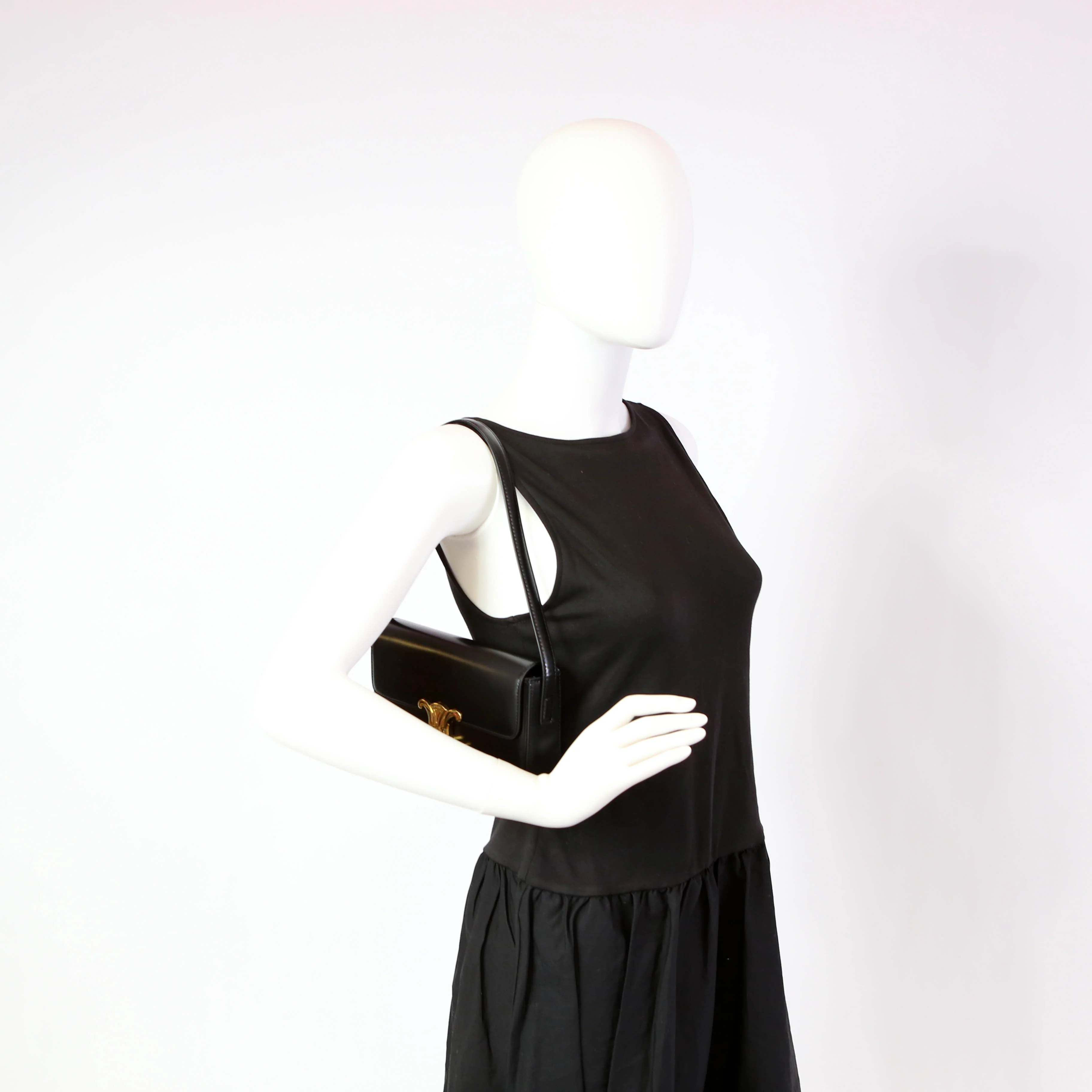 Claude Shoulder Bag Calfskin Black - Image 13