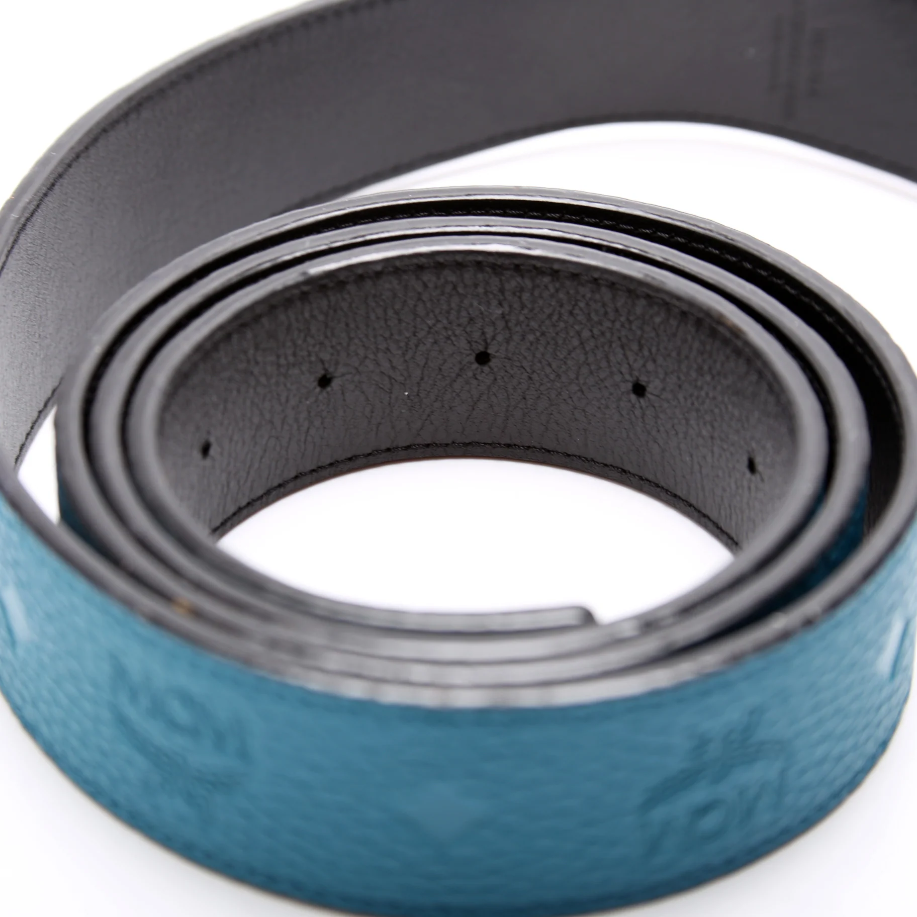 Claus M Reversible Leather Belt Size 48 Teal - Image 4
