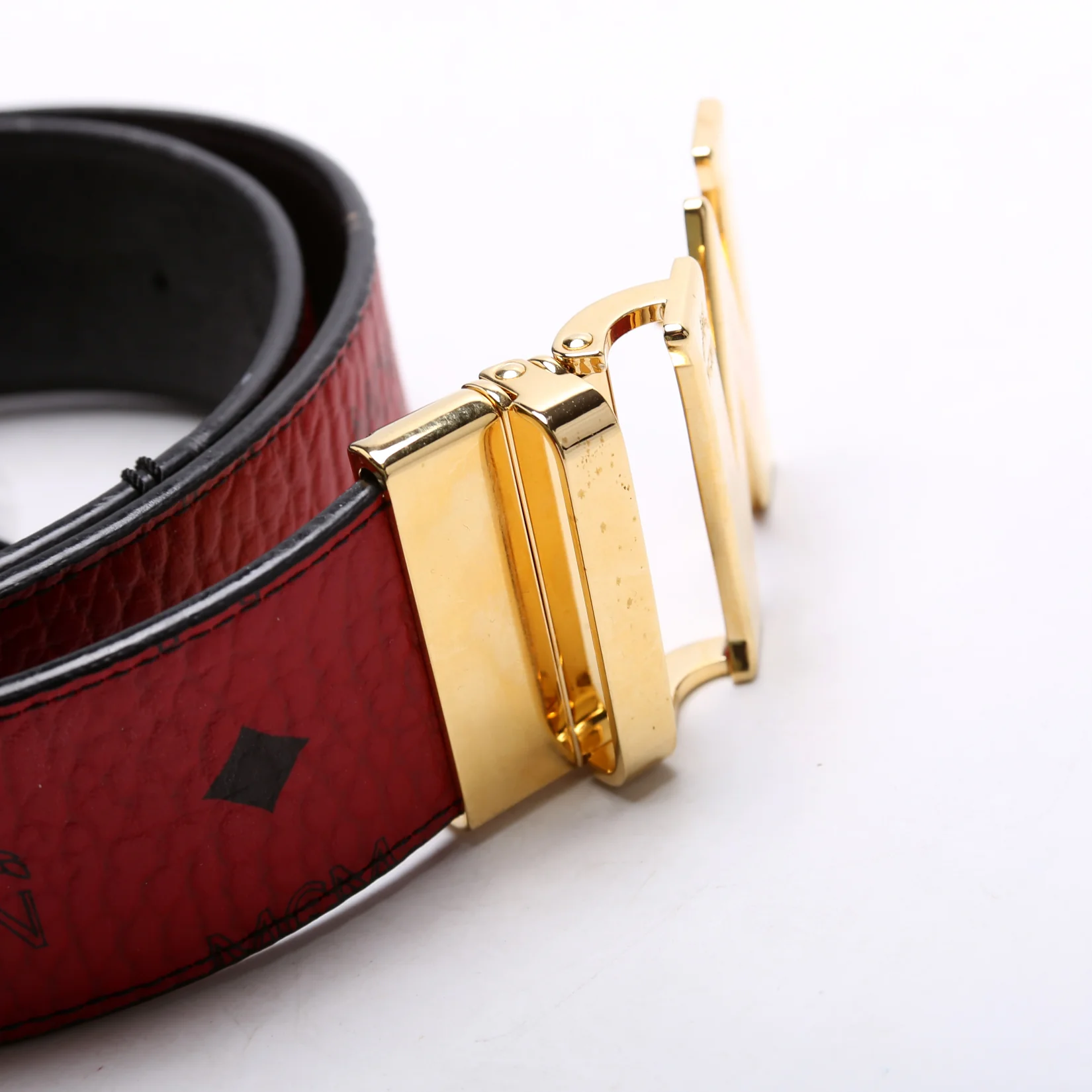 Claus M Reversible Visetos/Leather Belt Size 34 Red/Black - Image 4