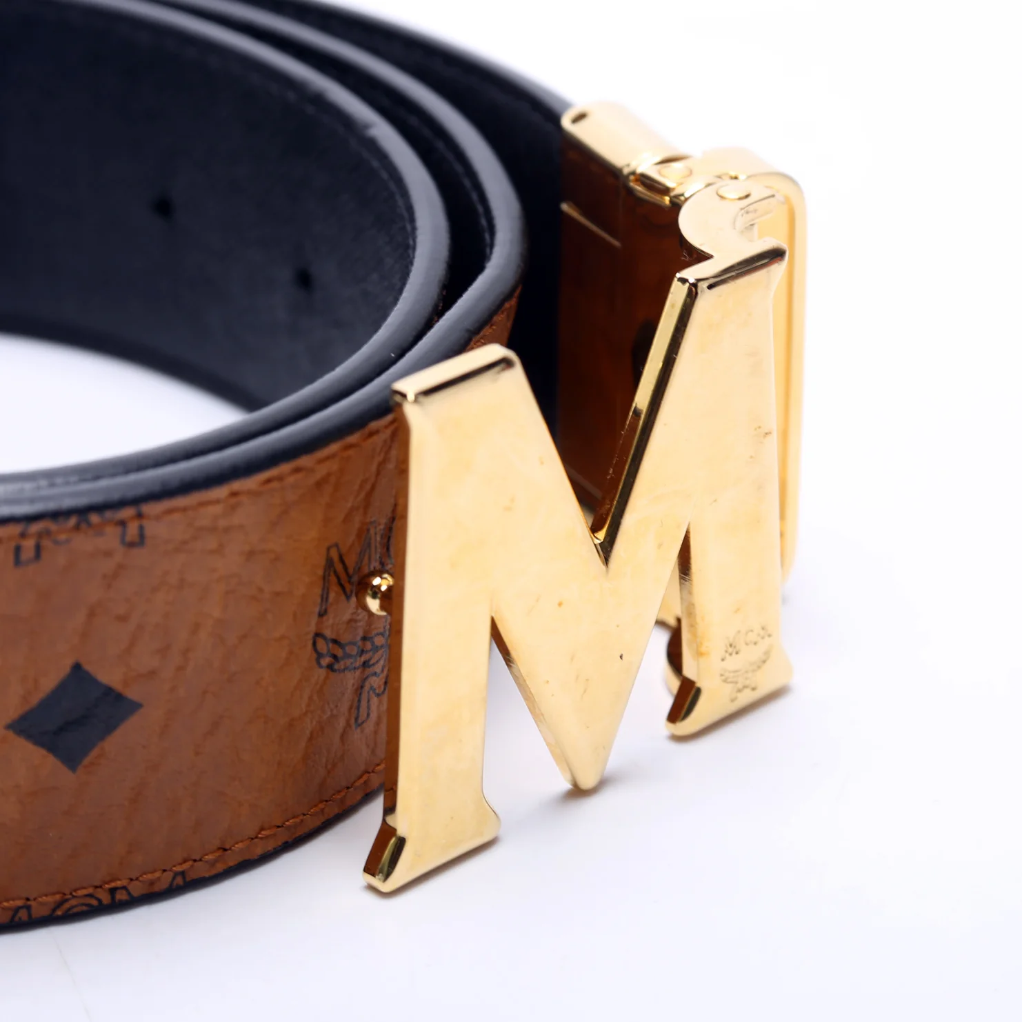 Claus M Reversible Visetos/Leather Belt Size 44 Brown/Black - Image 3