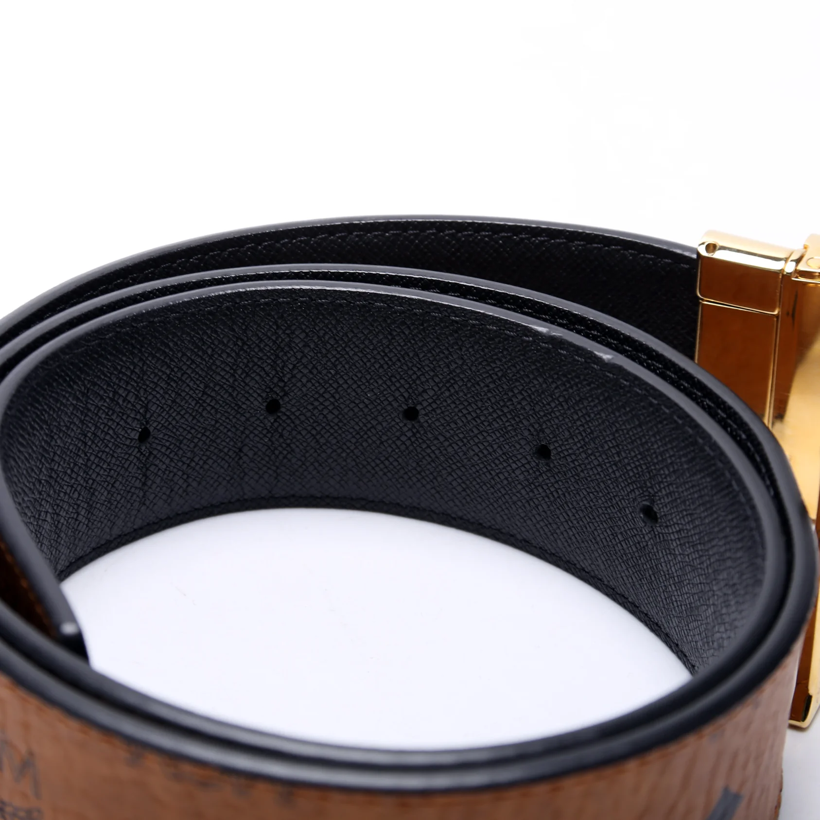Claus M Reversible Visetos/Leather Belt Size 44 Brown/Black - Image 4