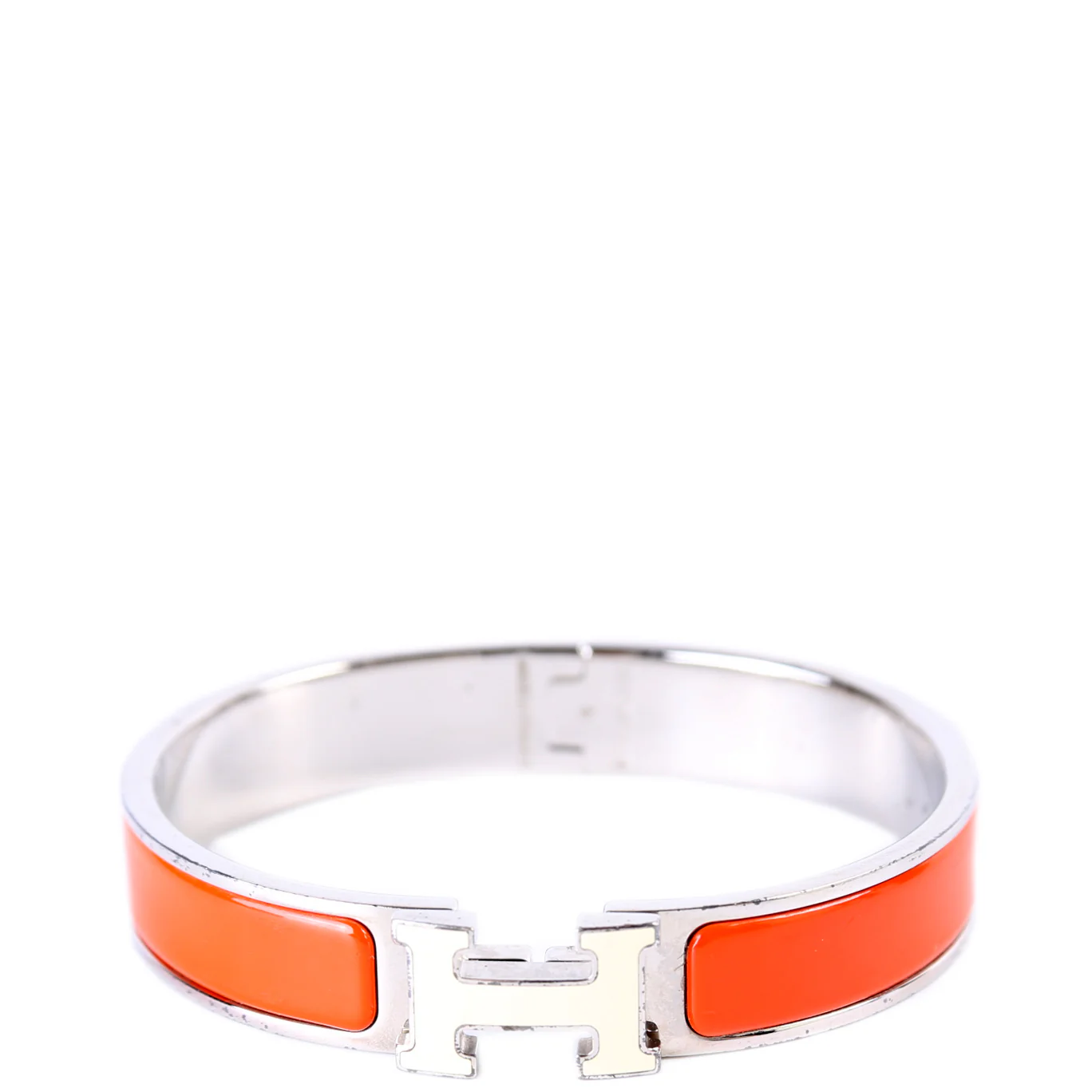 Clic Clac Enamel H Narrow GM Bracelet Orange/Silver