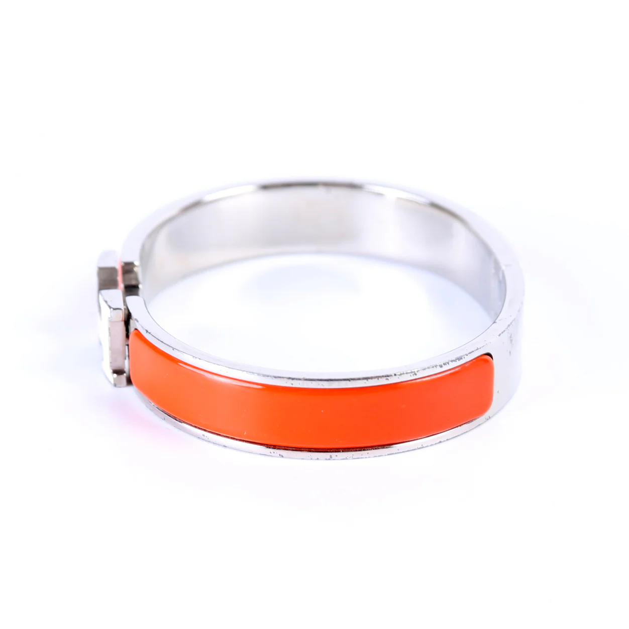 Clic Clac Enamel H Narrow GM Bracelet Orange/Silver - Image 3