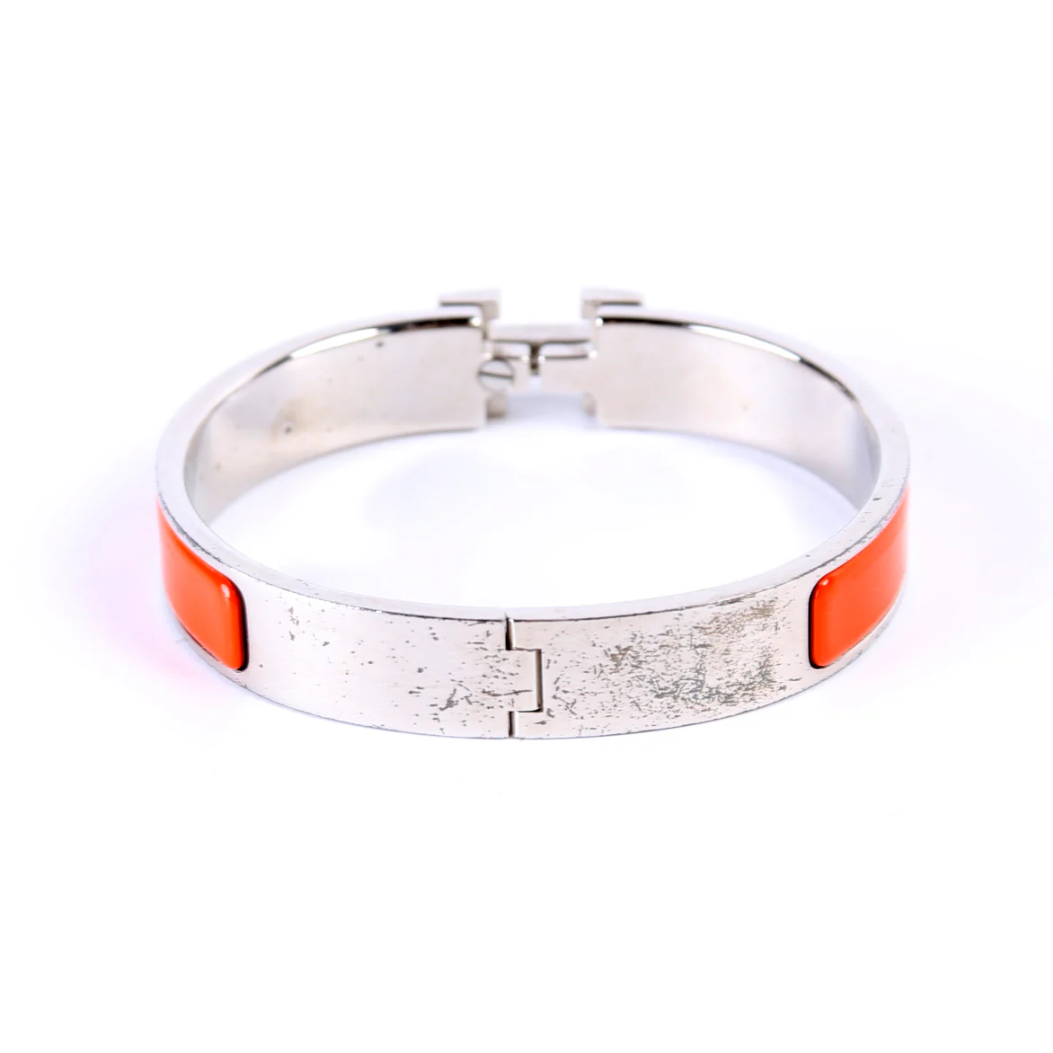 Clic Clac Enamel H Narrow GM Bracelet Orange/Silver - Image 4