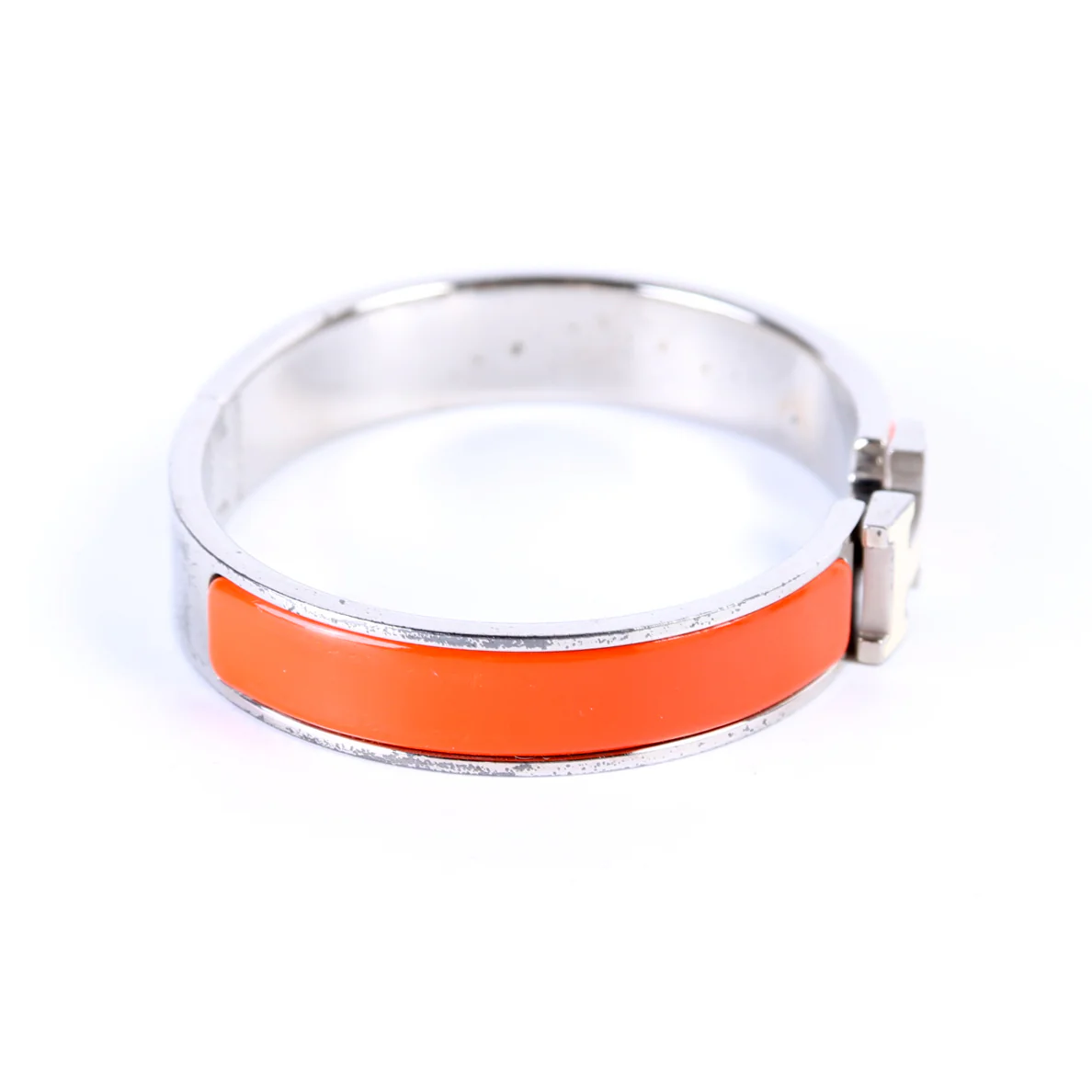 Clic Clac Enamel H Narrow GM Bracelet Orange/Silver - Image 5