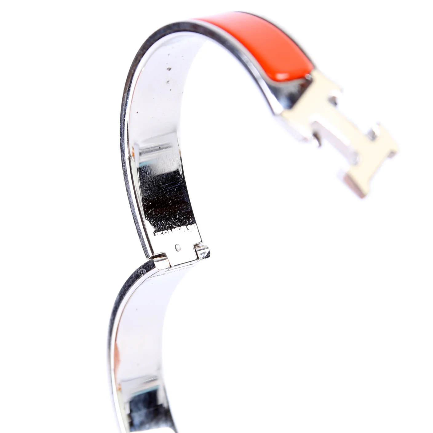 Clic Clac Enamel H Narrow GM Bracelet Orange/Silver - Image 6