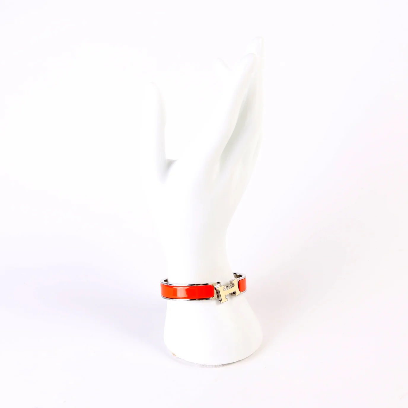 Clic Clac Enamel H Narrow GM Bracelet Orange/Silver - Image 8