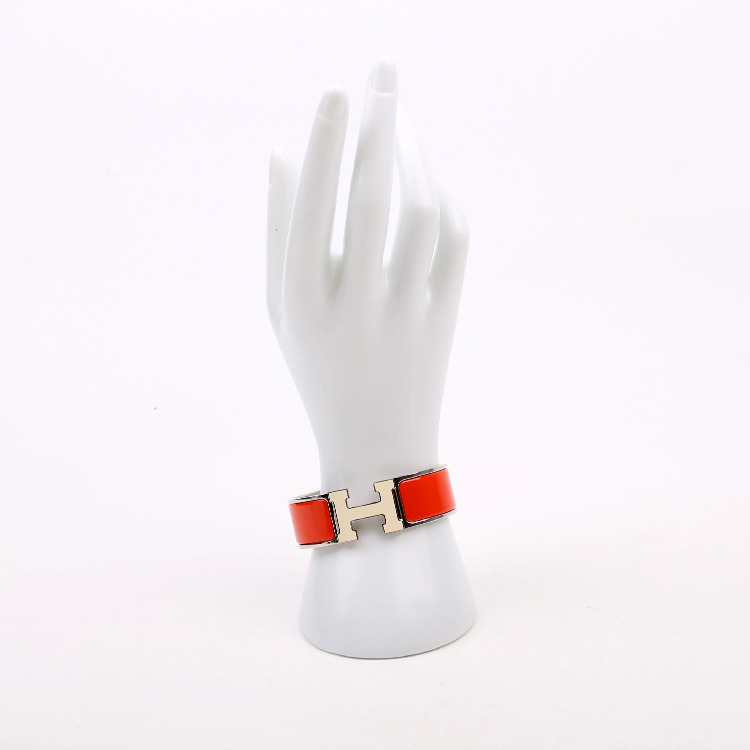 Clic Clac Enamel H Wide GM Bracelet Silver/Orange - Image 7