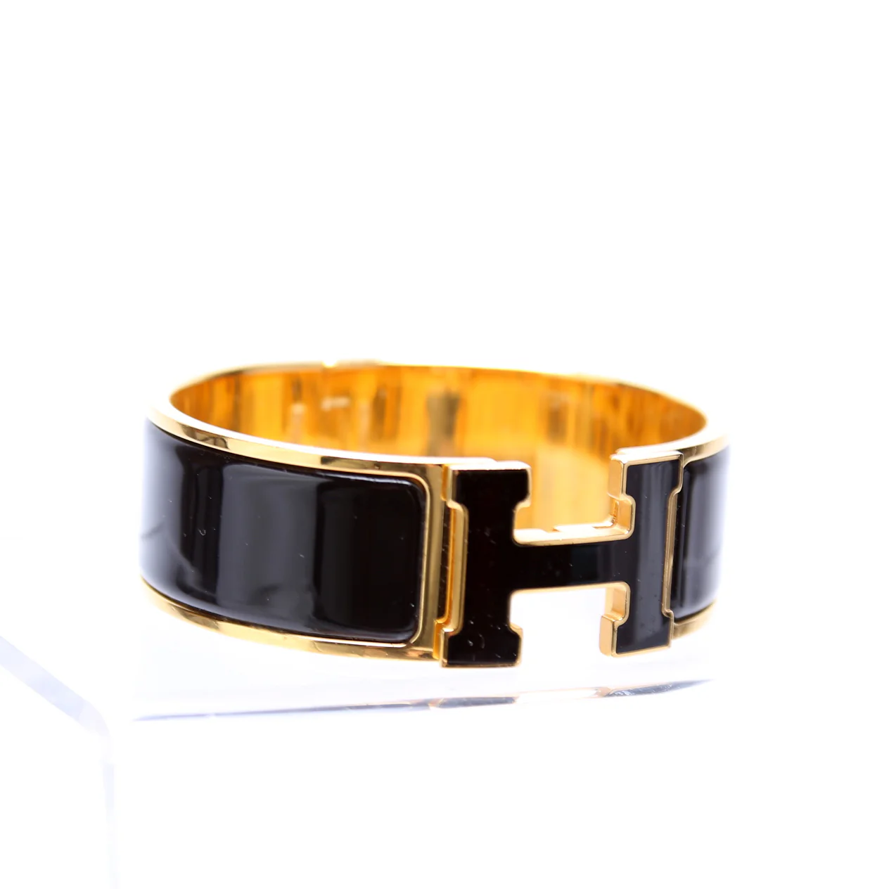 Clic Clac Enamel H Wide PM Bracelet Gold/Black - Image 2