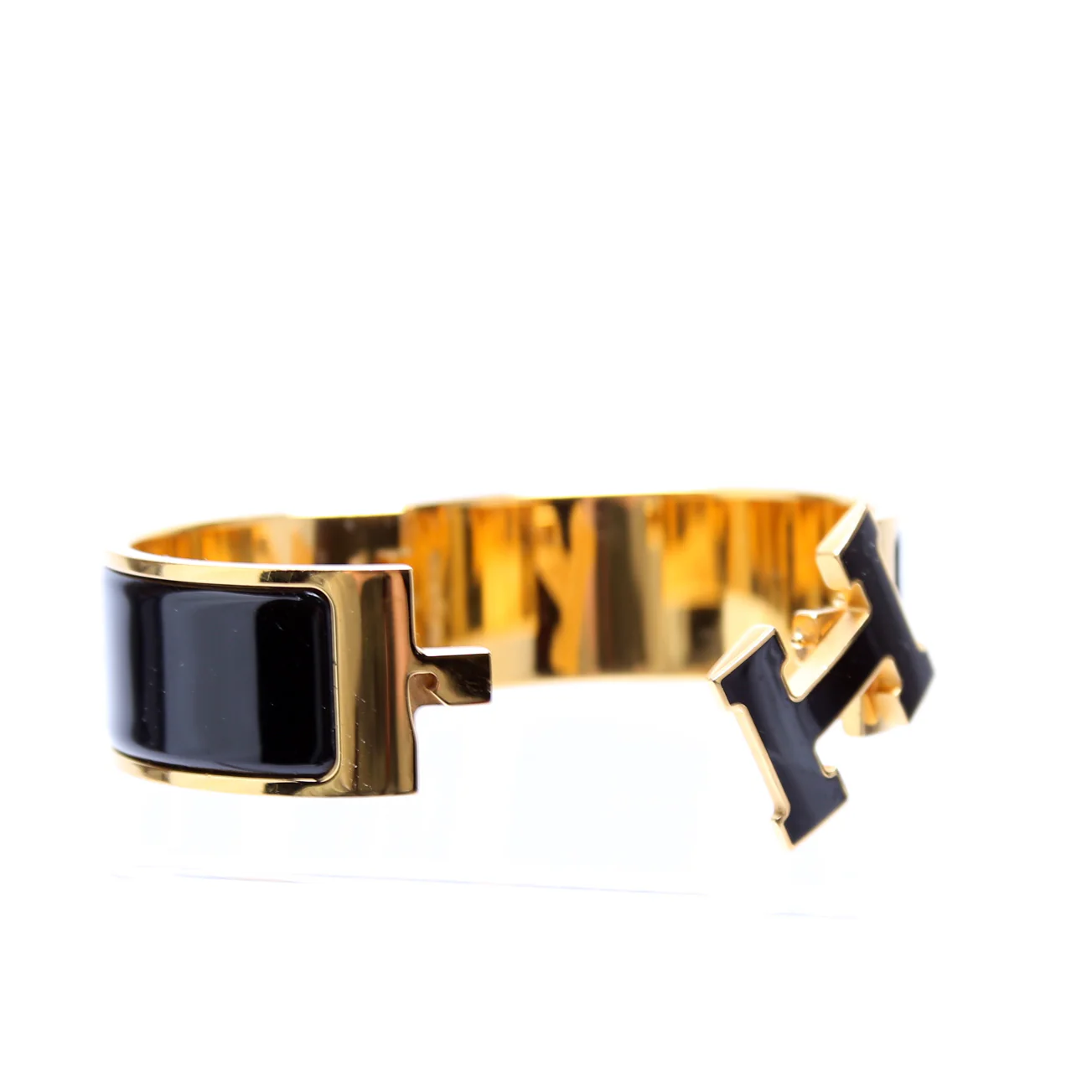 Clic Clac Enamel H Wide PM Bracelet Gold/Black - Image 4