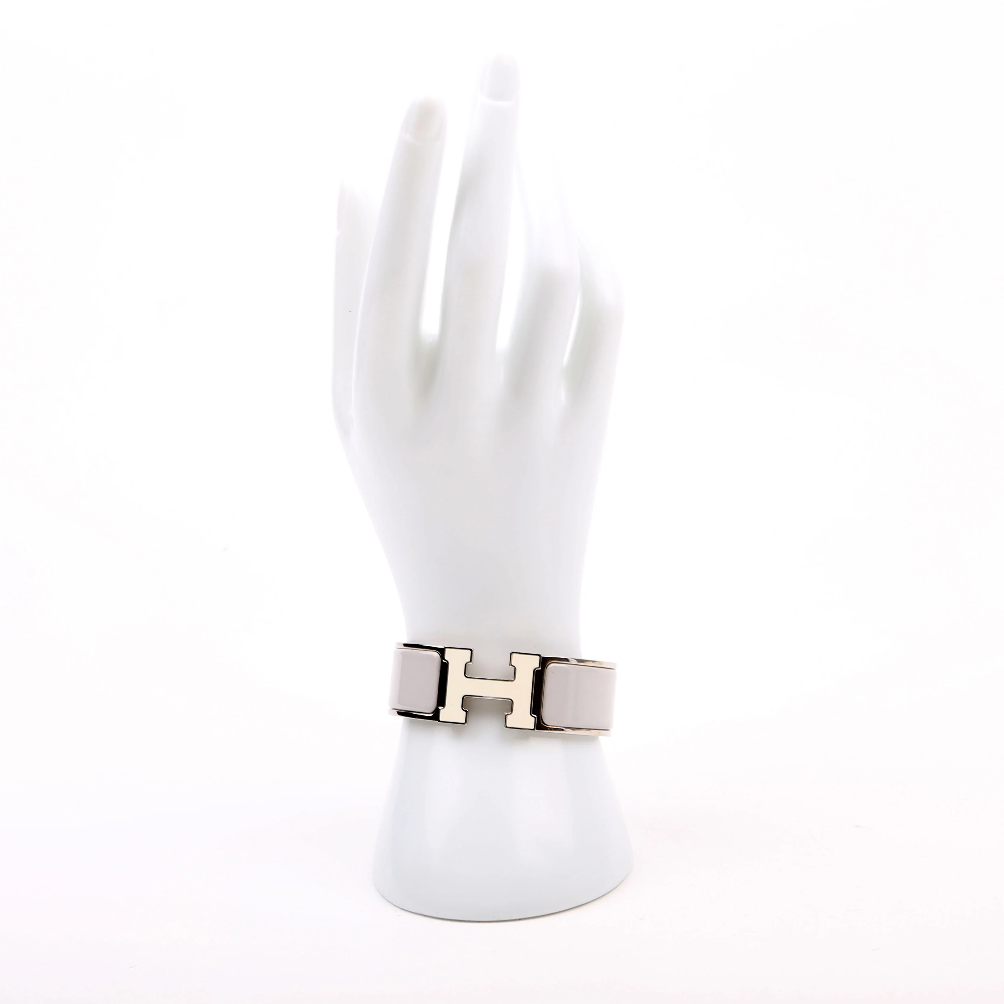 Clic Clac Enamel H Wide PM Bracelet Silver/Grey - Image 7