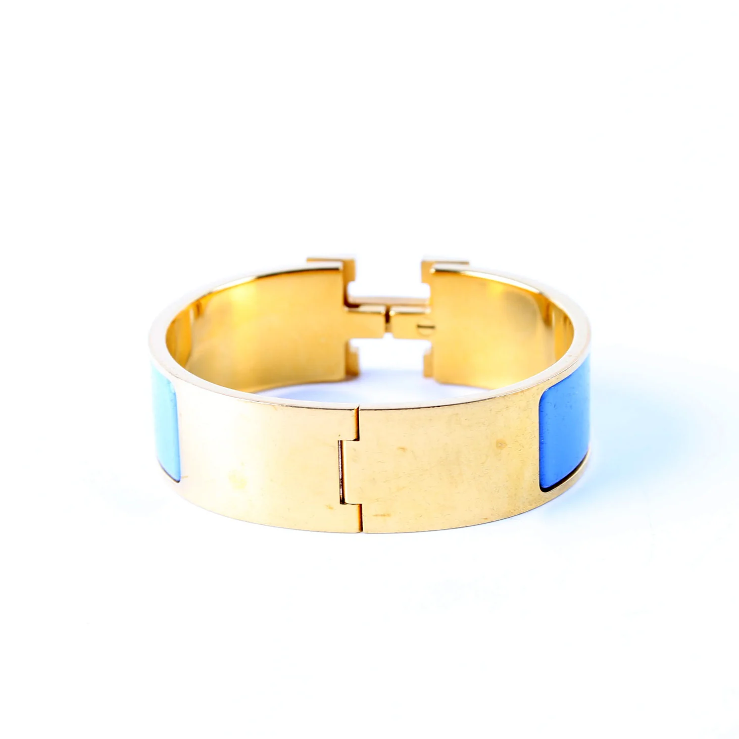Clic Clac Wide Bracelet Gold/Blue - Image 3