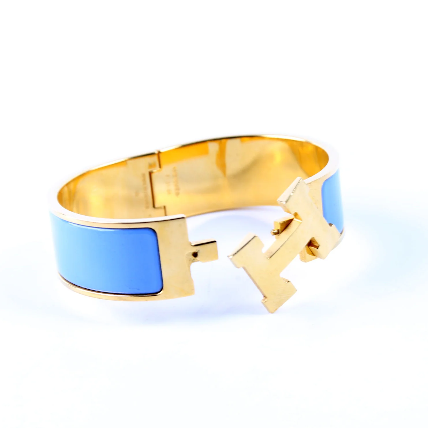 Clic Clac Wide Bracelet Gold/Blue - Image 6