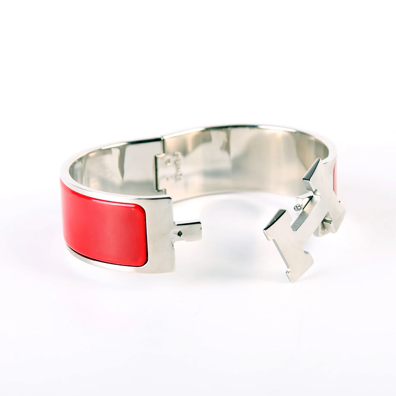 Clic Clac Wide Bracelet Red/Silver - Image 6