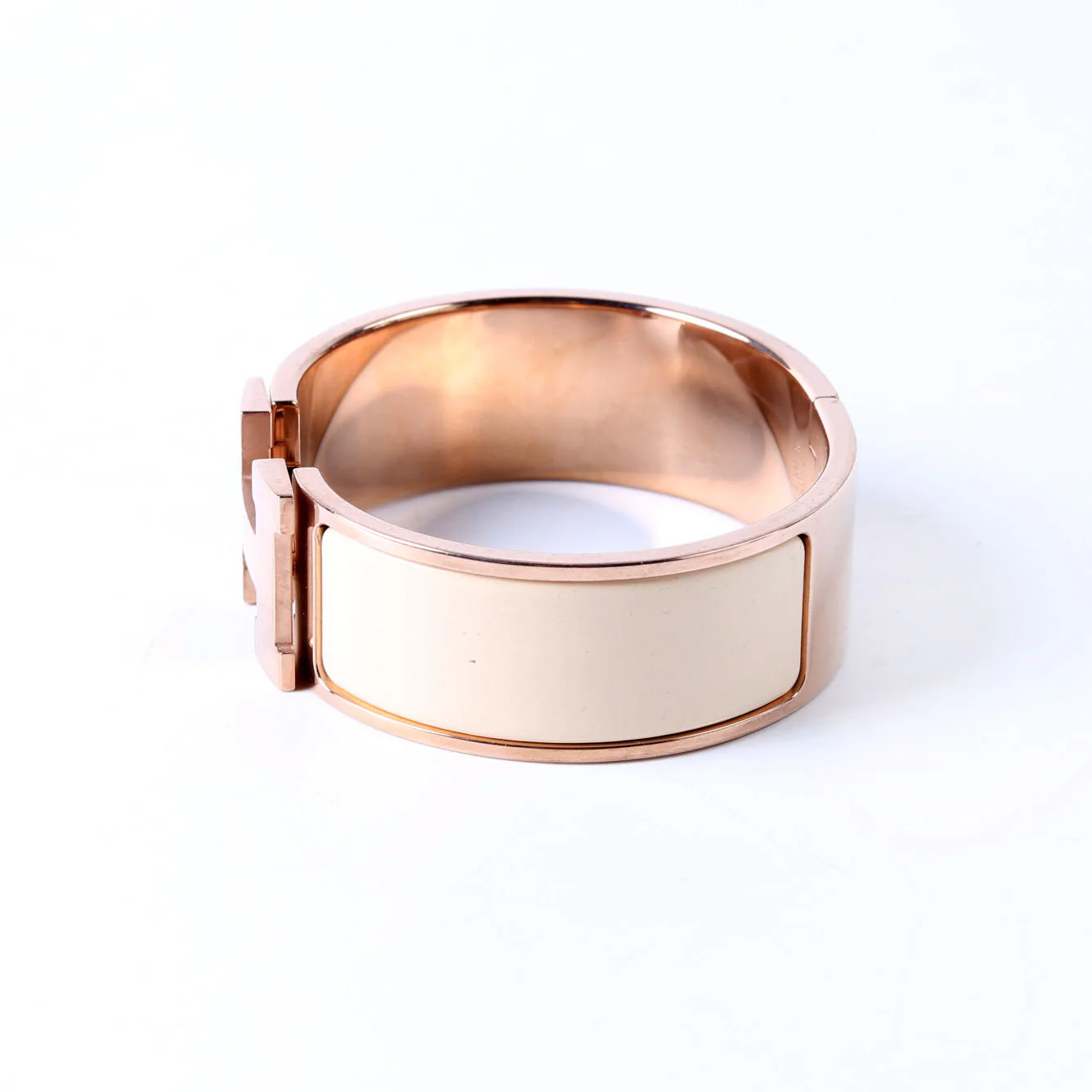 Clic Clac Wide PM Bracelet Gold/Cream - Image 2