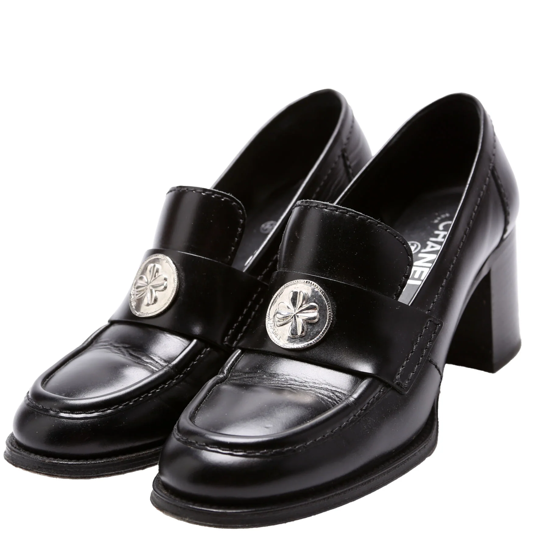 Clover Charm Loafer Pumps Size 41 Black