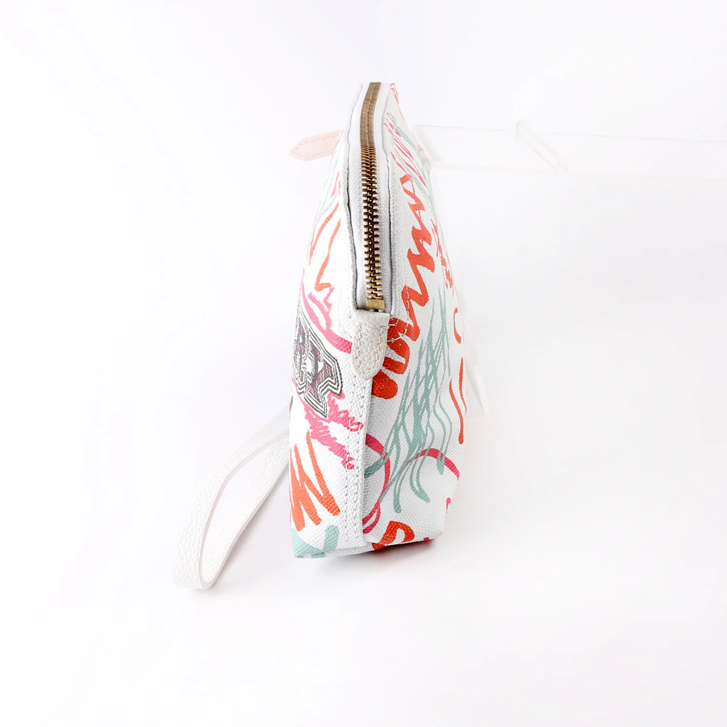 Coated Canvas Sketchbook Doodle Wristlet White/Multicolor - Image 4