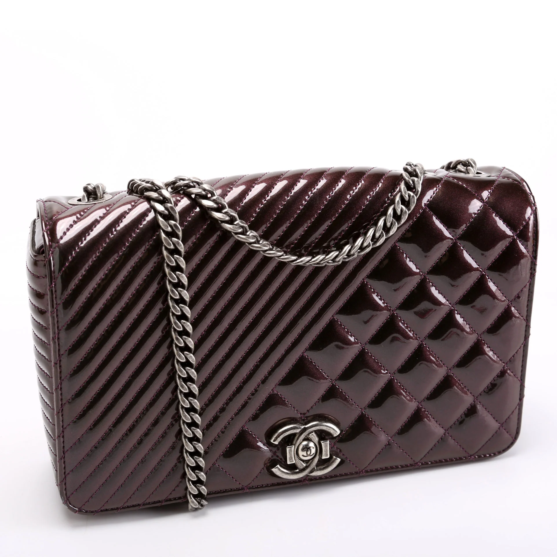 Coco Boy Flap Patent Iridescent Medium 21M Plum - Image 2