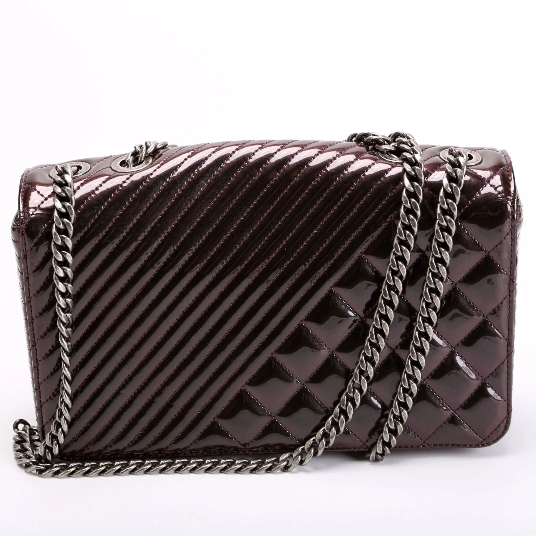 Coco Boy Flap Patent Iridescent Medium 21M Plum - Image 3
