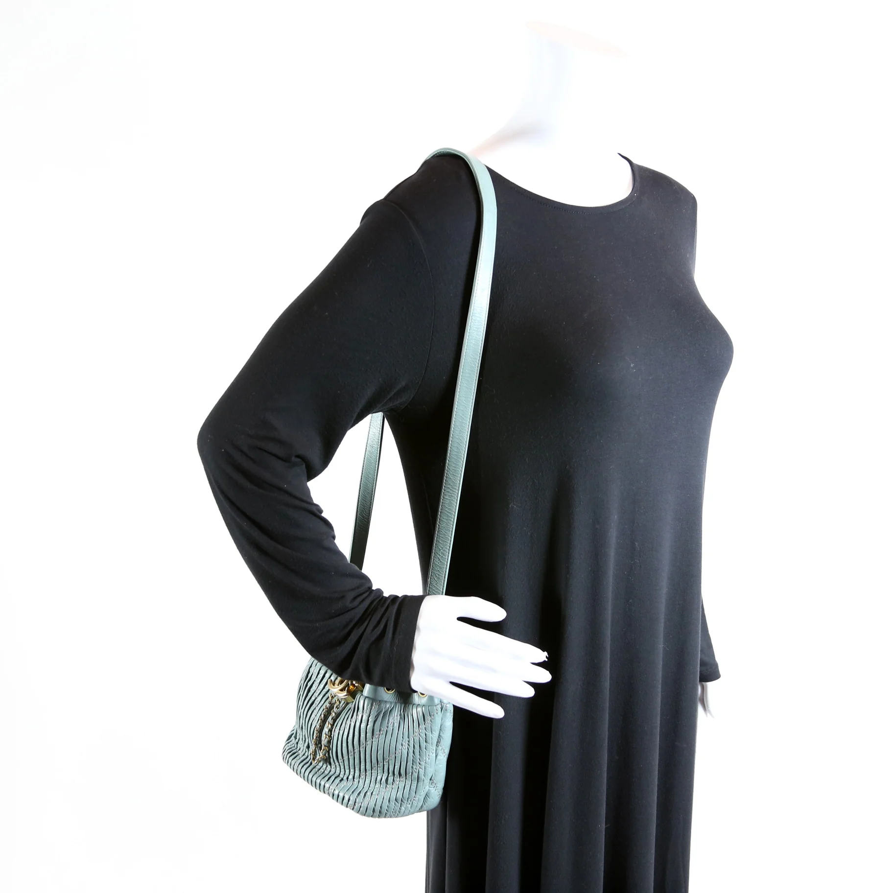 Coco Pleats Drawstring Bag 24M Blue - Image 9