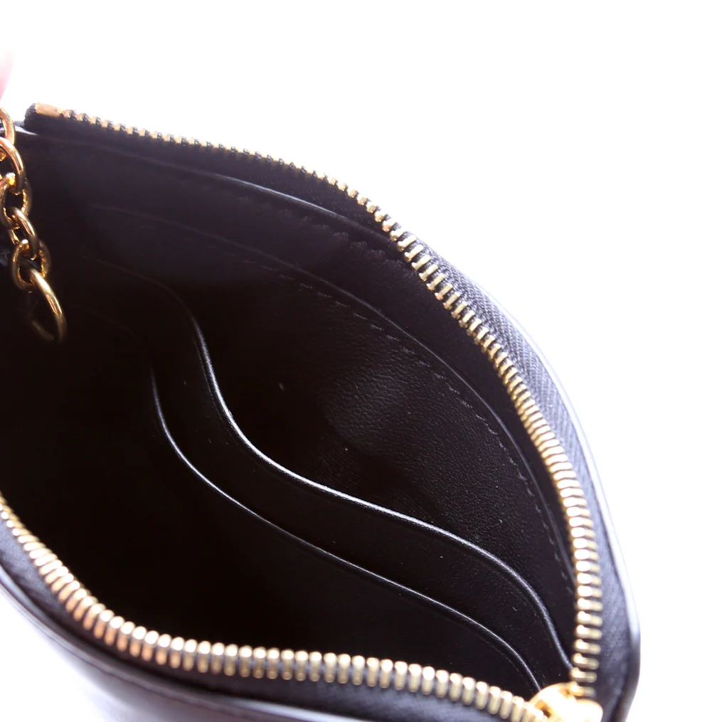 Coin and Card Pouch Alphabet Logo Leather Black - Image 7