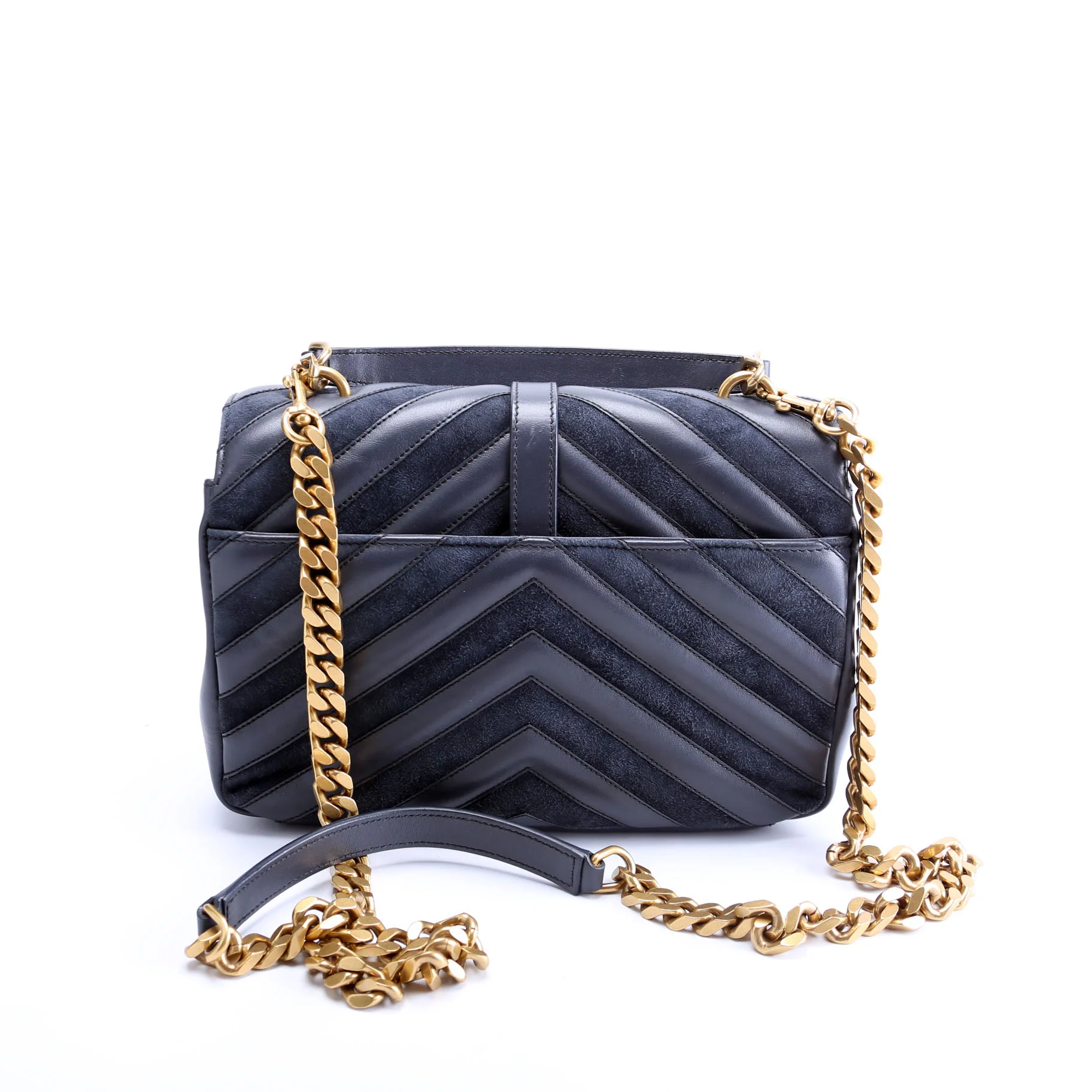 College Bag Medium Leather/Suede 428056 Navy/Gold - Image 3