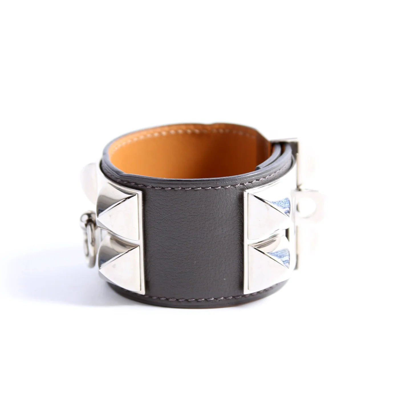 Collier De Chien Swift Leather Bracelet Black/Silver - Image 2