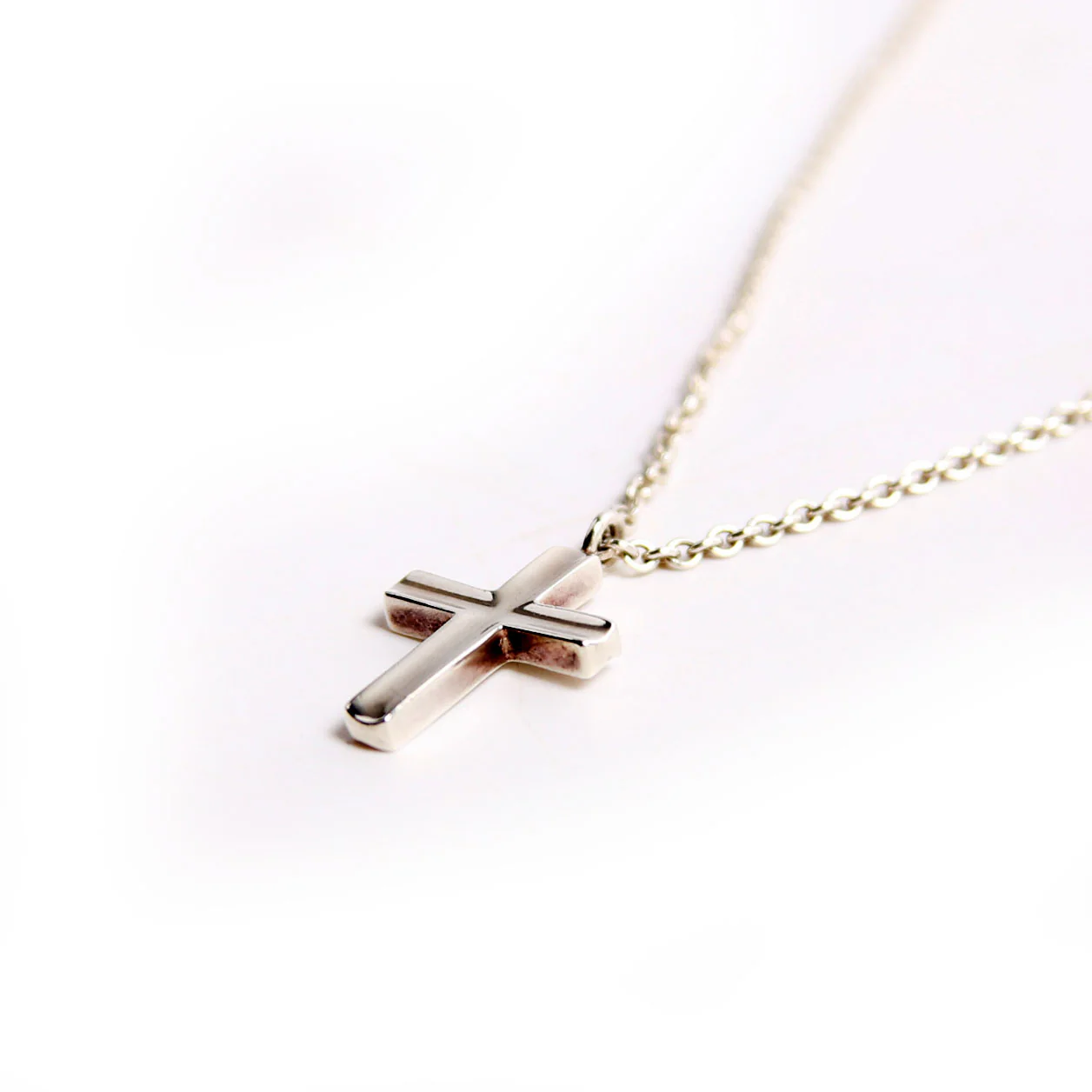 Concave Cross Pendant Necklace 925 - Image 4