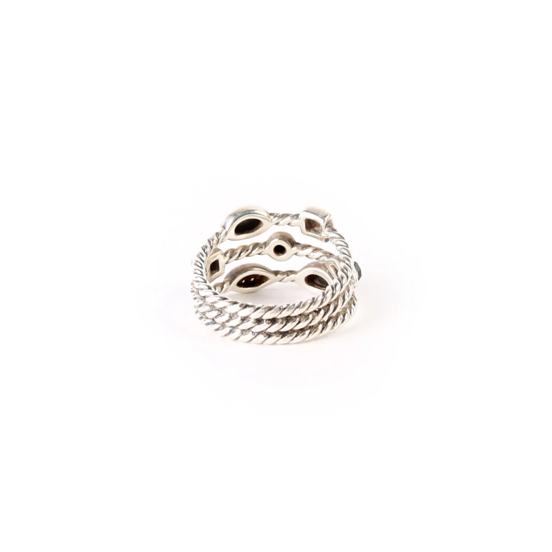 Confetti 3 Row Ring 925/Diamonds/Onyx Size 6 - Image 5