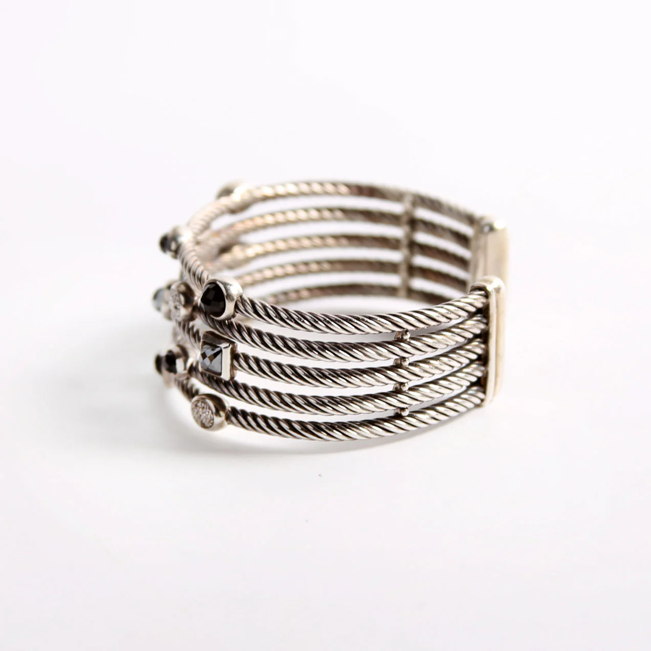 Confetti 5 Row Cuff Bracelet 925/Hematite/Diamond/Onyx - Image 2