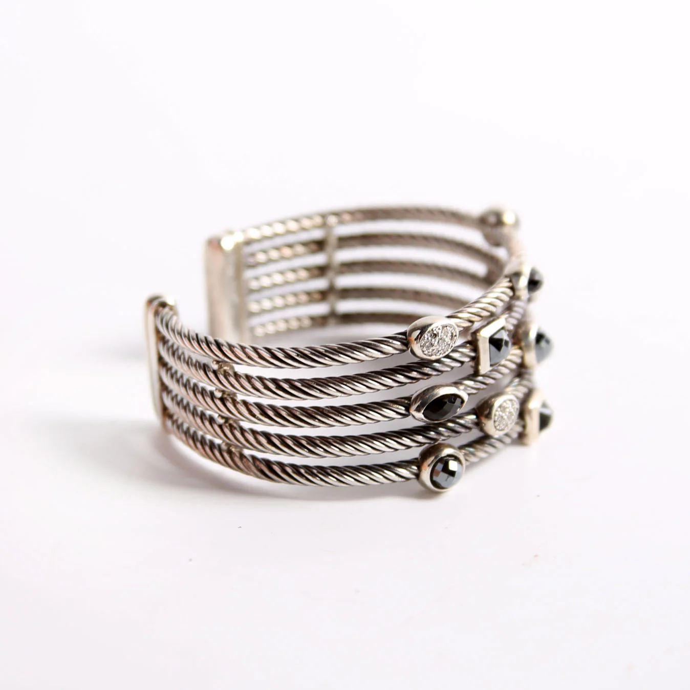 Confetti 5 Row Cuff Bracelet 925/Hematite/Diamond/Onyx - Image 4