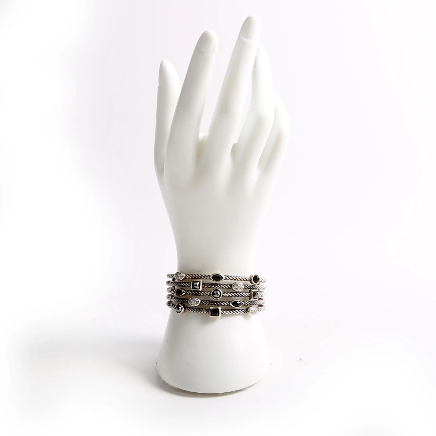 Confetti 5 Row Cuff Bracelet 925/Hematite/Diamond/Onyx - Image 5