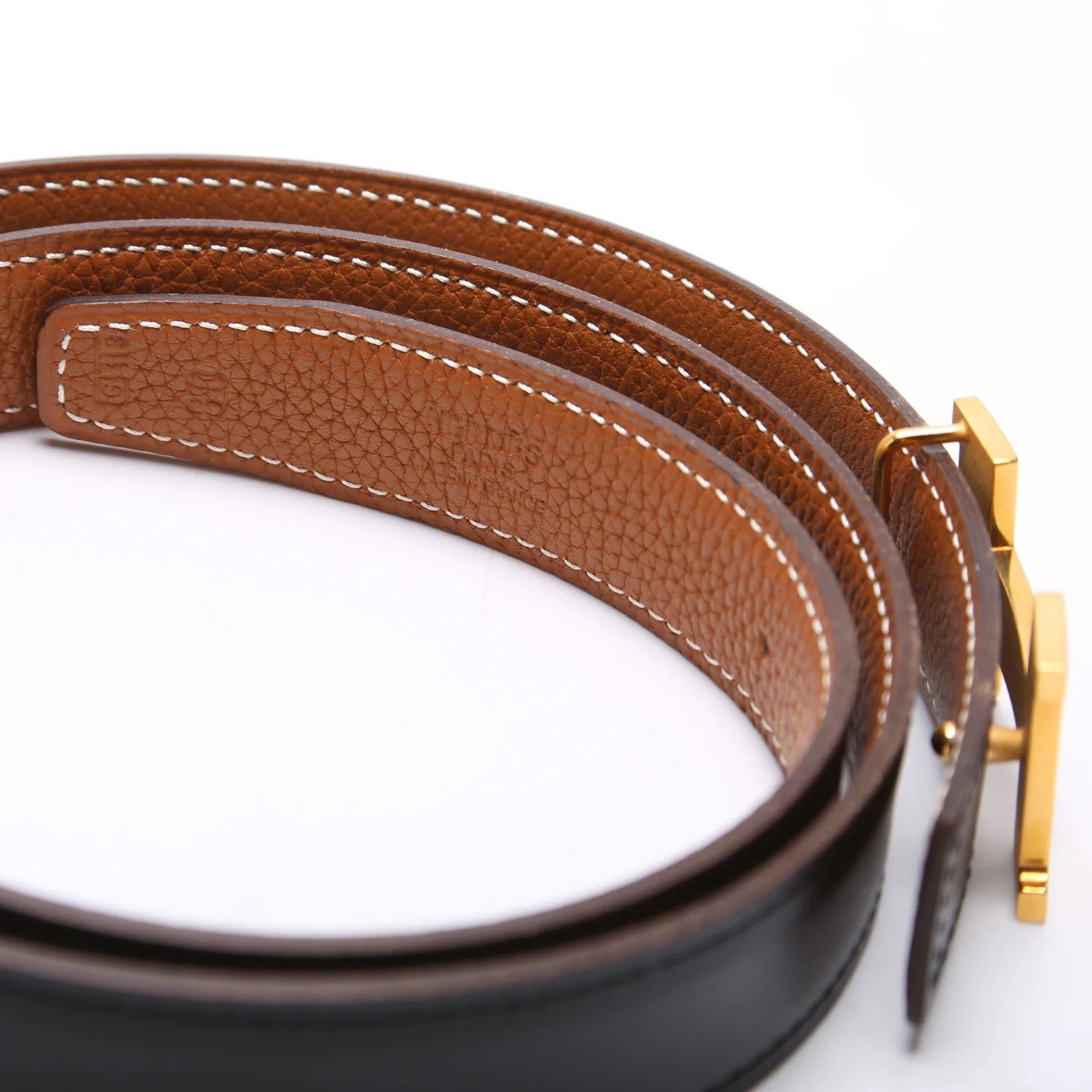 Constance H 25MM Reversible Leather Belt Size 80 Black/Brown - Image 3