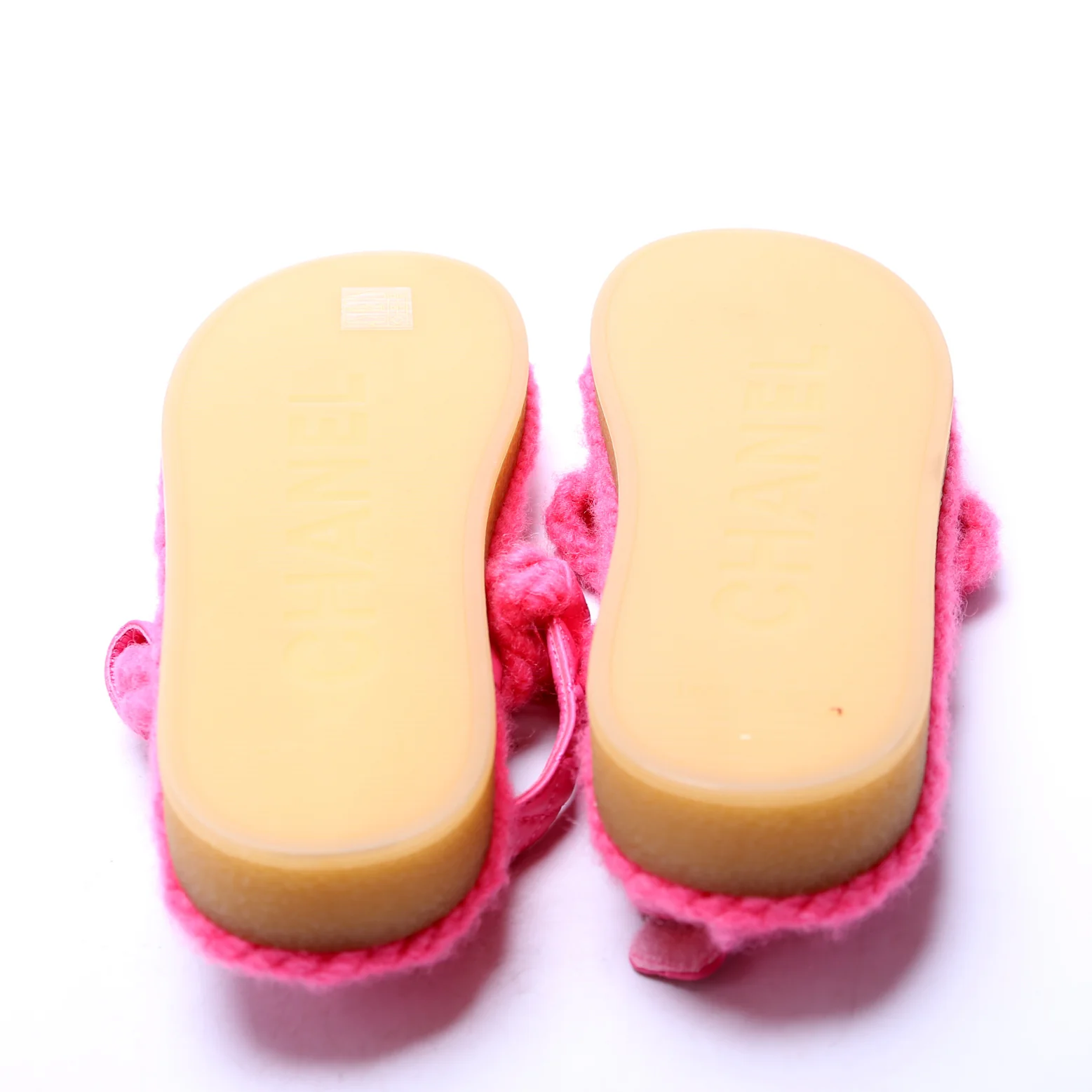 Cord Lambskin Quilted Logo Sandals Size 38 Pink - Image 6